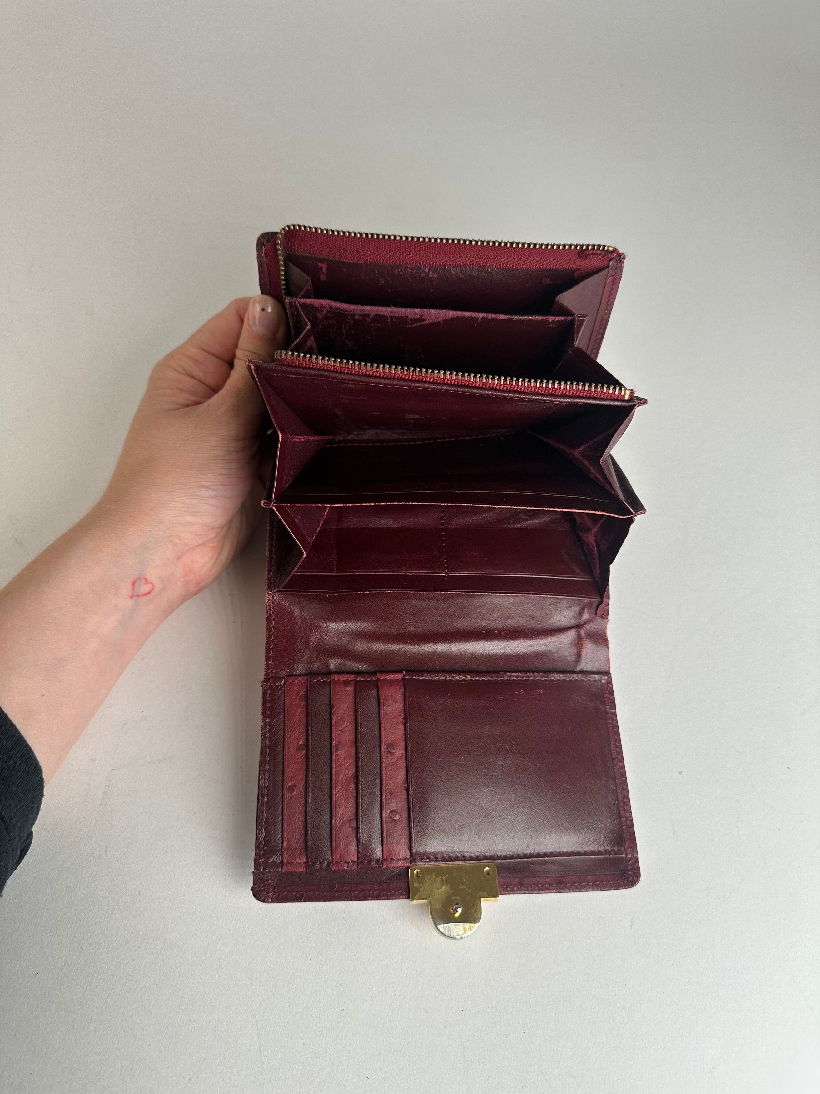 Givenchy Vintage Ostrich Leather Wallet Purple Size ONE SIZE - 4 Thumbnail