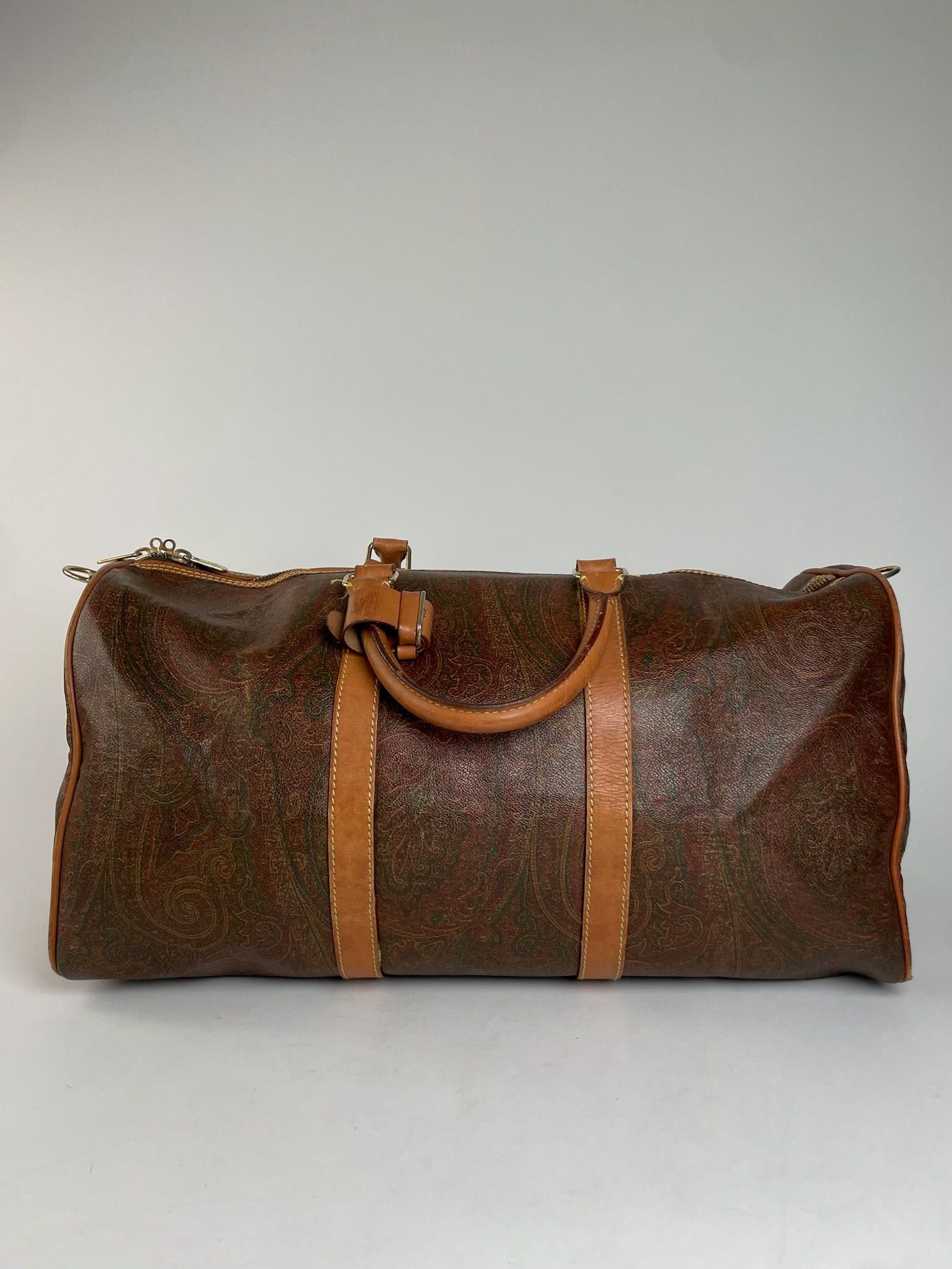 Etro Vintage Paisley Monogram Leather Duffel Bag Orange brown Size ONE SIZE - 7 Thumbnail