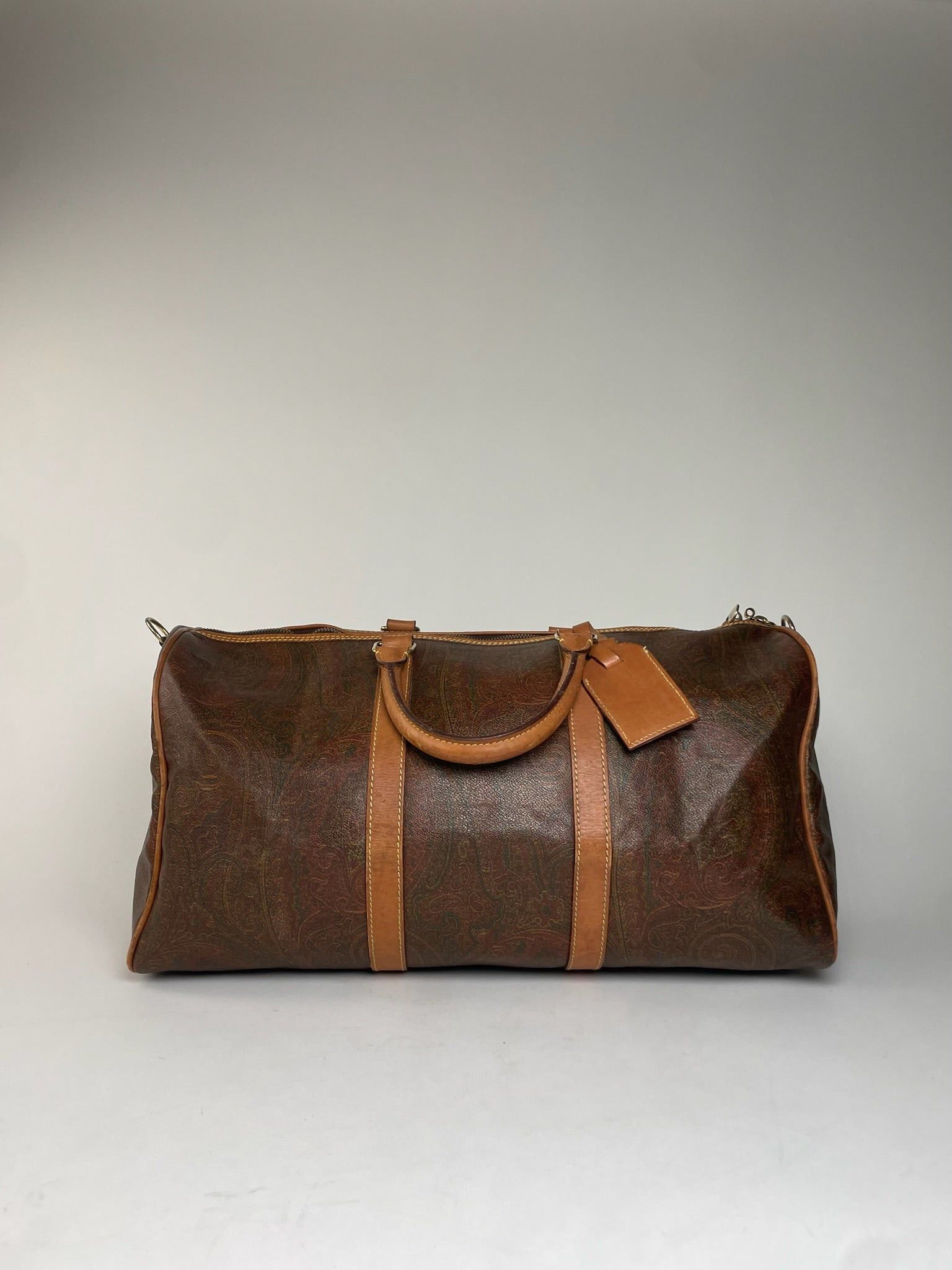 Etro Vintage Paisley Monogram Leather Duffel Bag Orange brown Size ONE SIZE - 9 Thumbnail