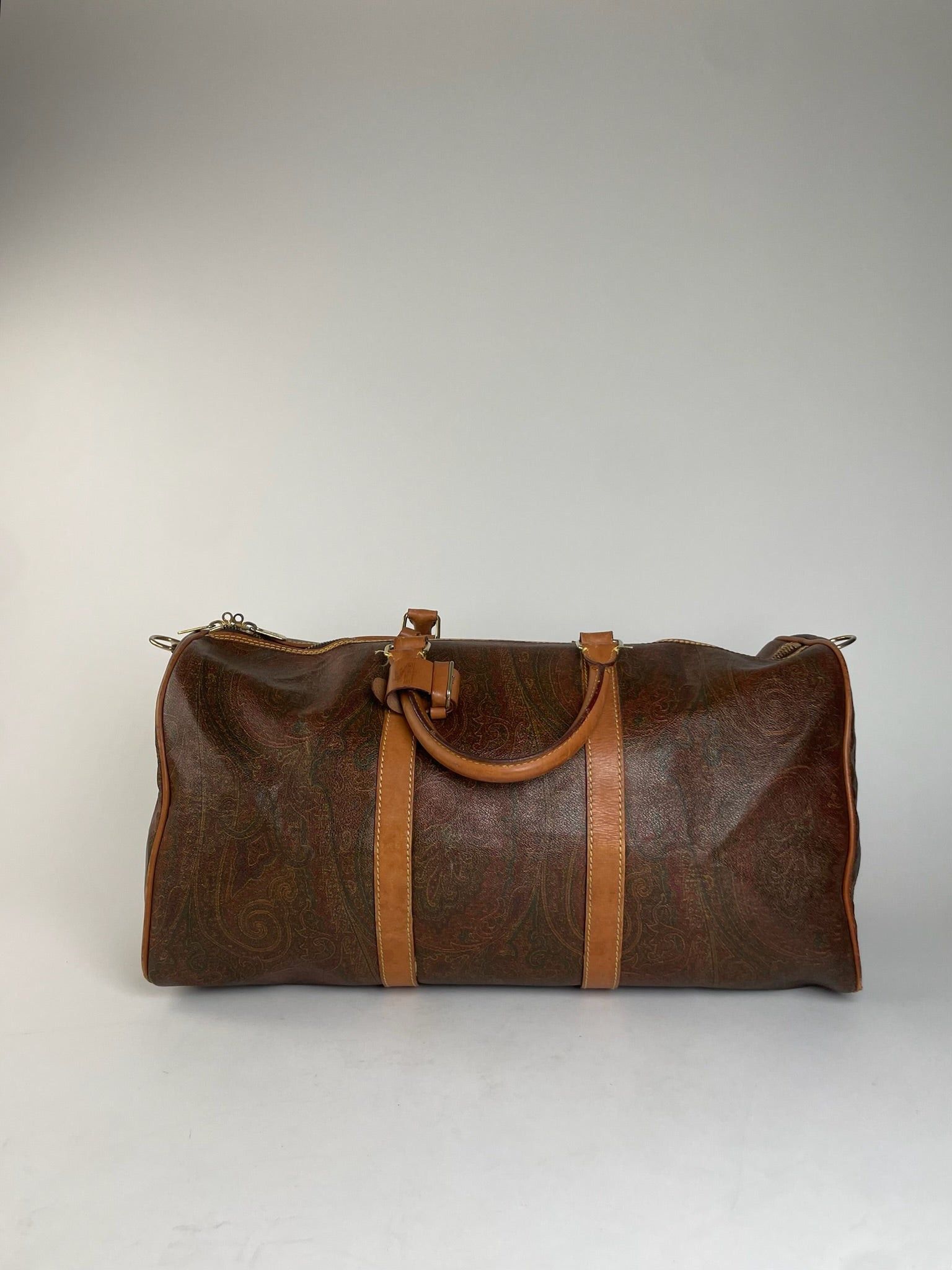 Etro Vintage Paisley Monogram Leather Duffel Bag Orange brown Size ONE SIZE - 2 Thumbnail