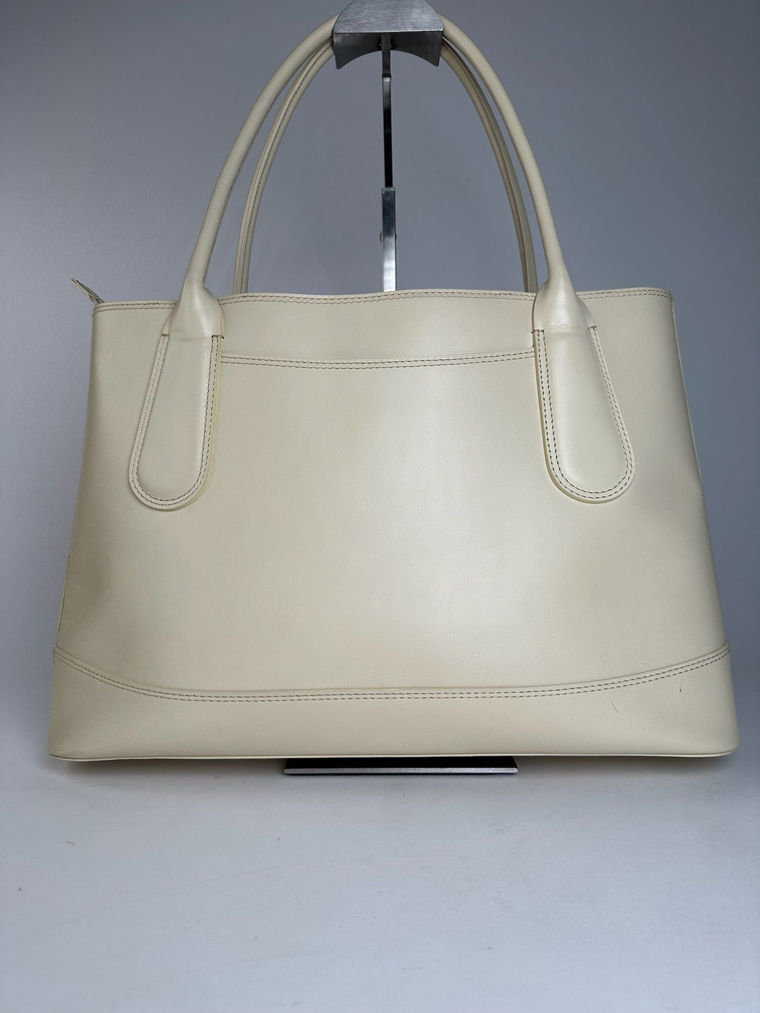 Issey Miyake Vintage Leather Handbag White Cream Size ONE SIZE - 11 Thumbnail
