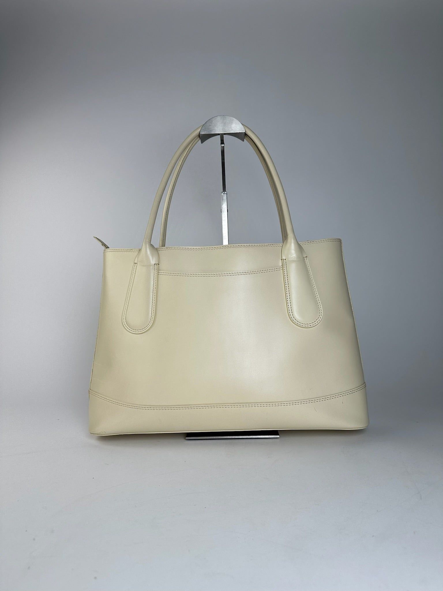 Issey Miyake Vintage Leather Handbag White Cream Size ONE SIZE - 3 Thumbnail