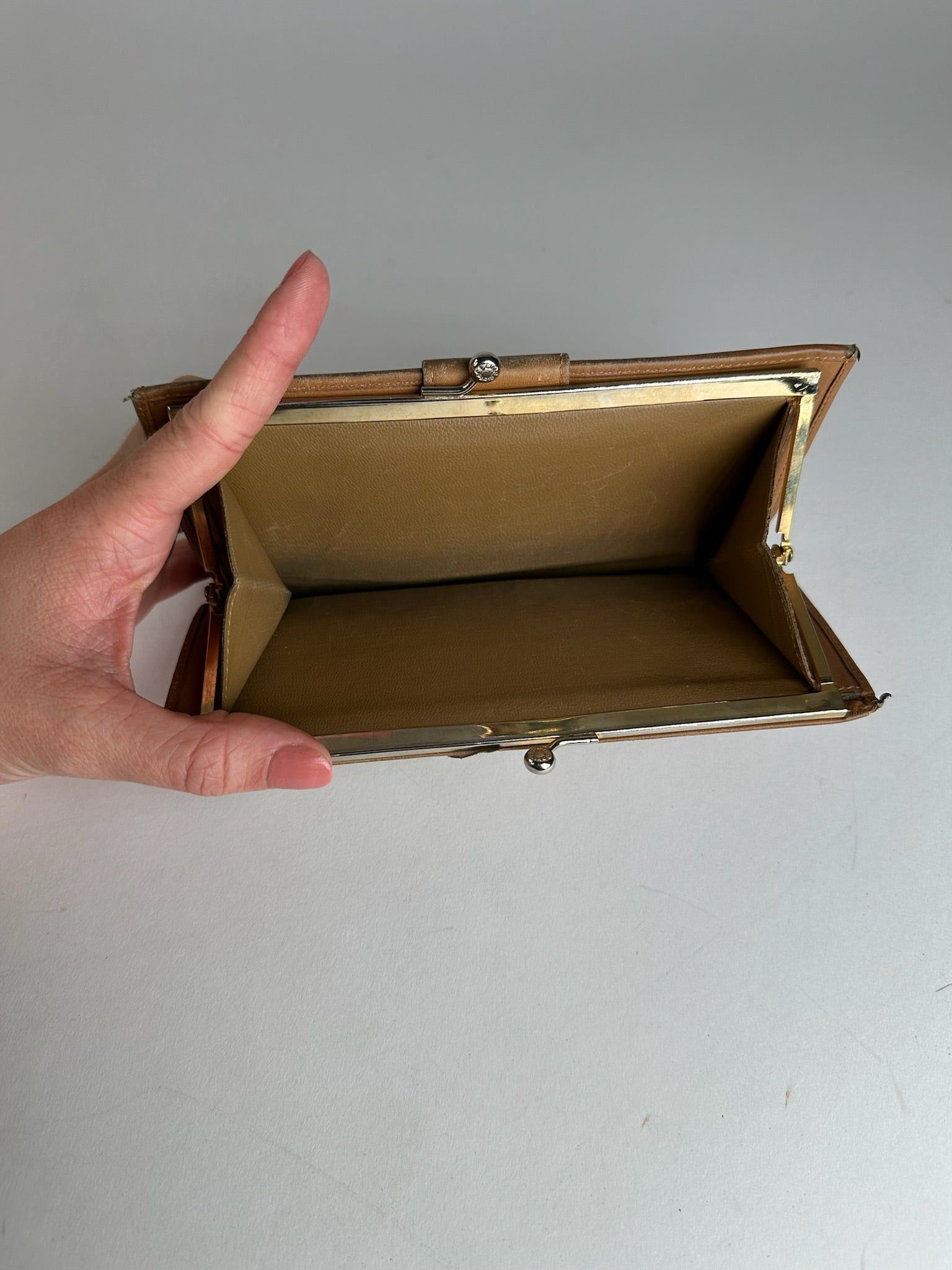 Celine Vintage Paris Triomphe Monogram Leather Wallet Beige Brown Size ONE SIZE - 3 Thumbnail