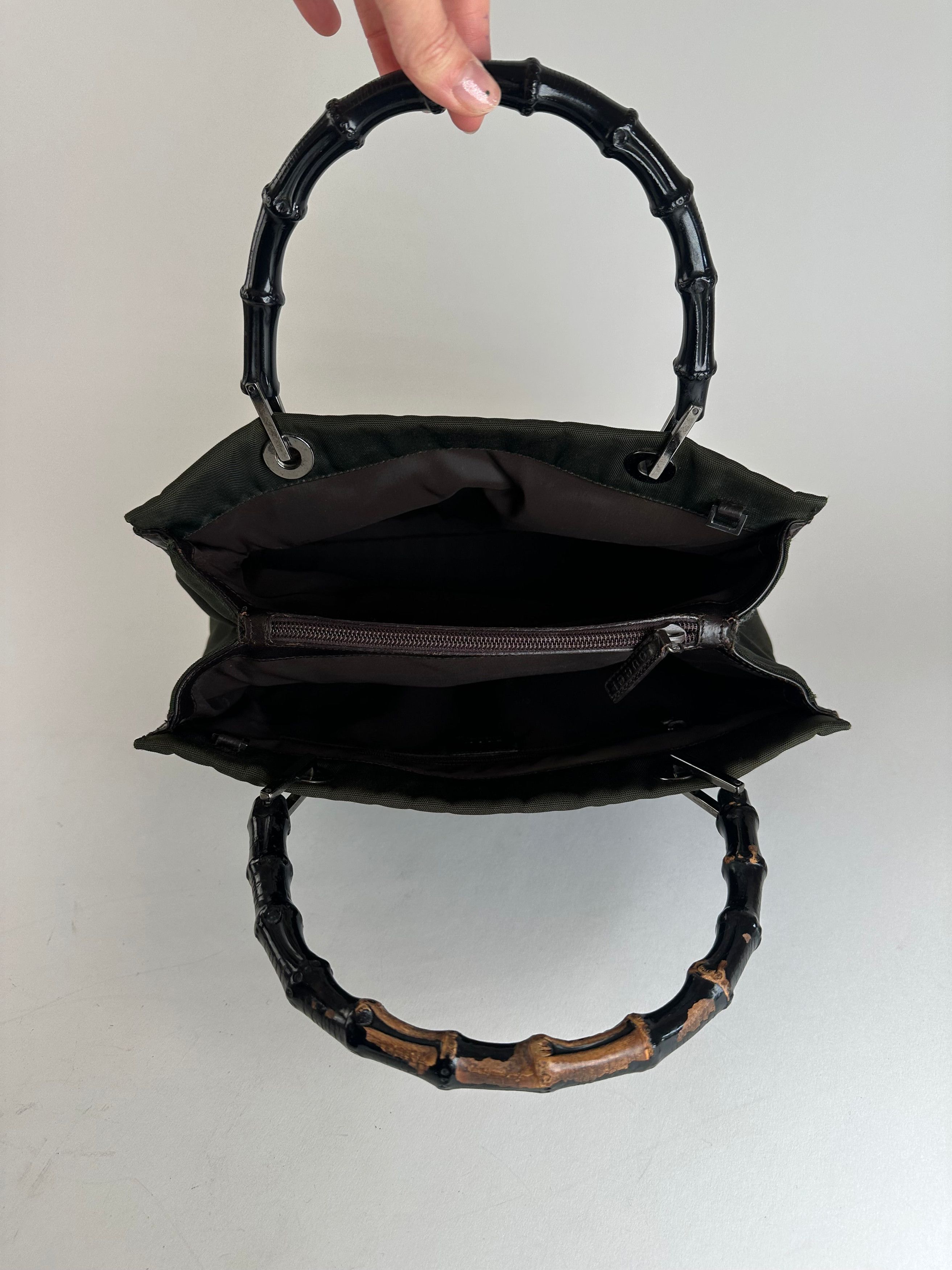 Gucci Vintage Bamboo Top Handle 2Way Handbag Black Brown Size ONE SIZE - 4 Thumbnail