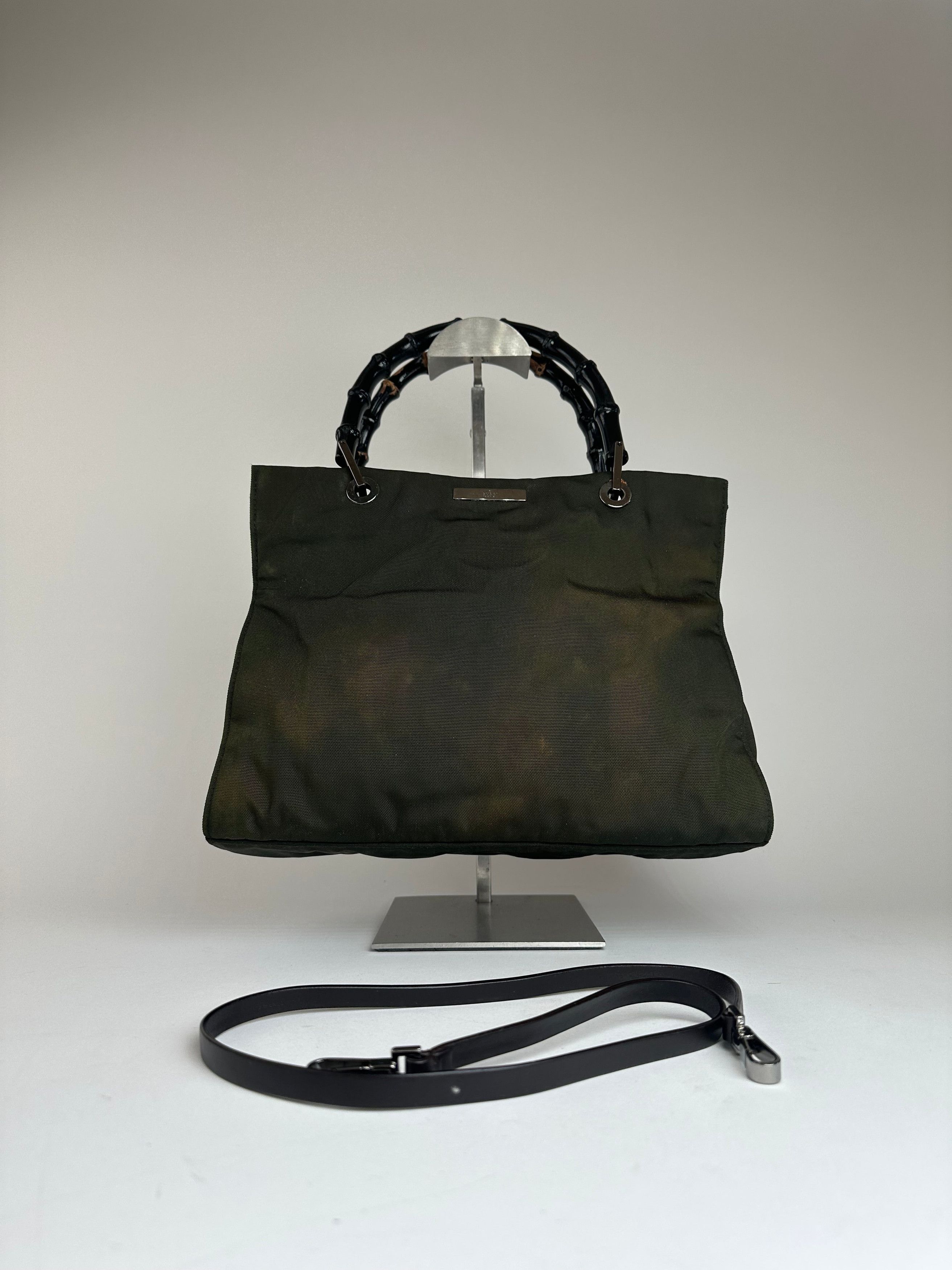 Gucci Vintage Bamboo Top Handle 2Way Handbag Black Brown Size ONE SIZE - 2 Thumbnail