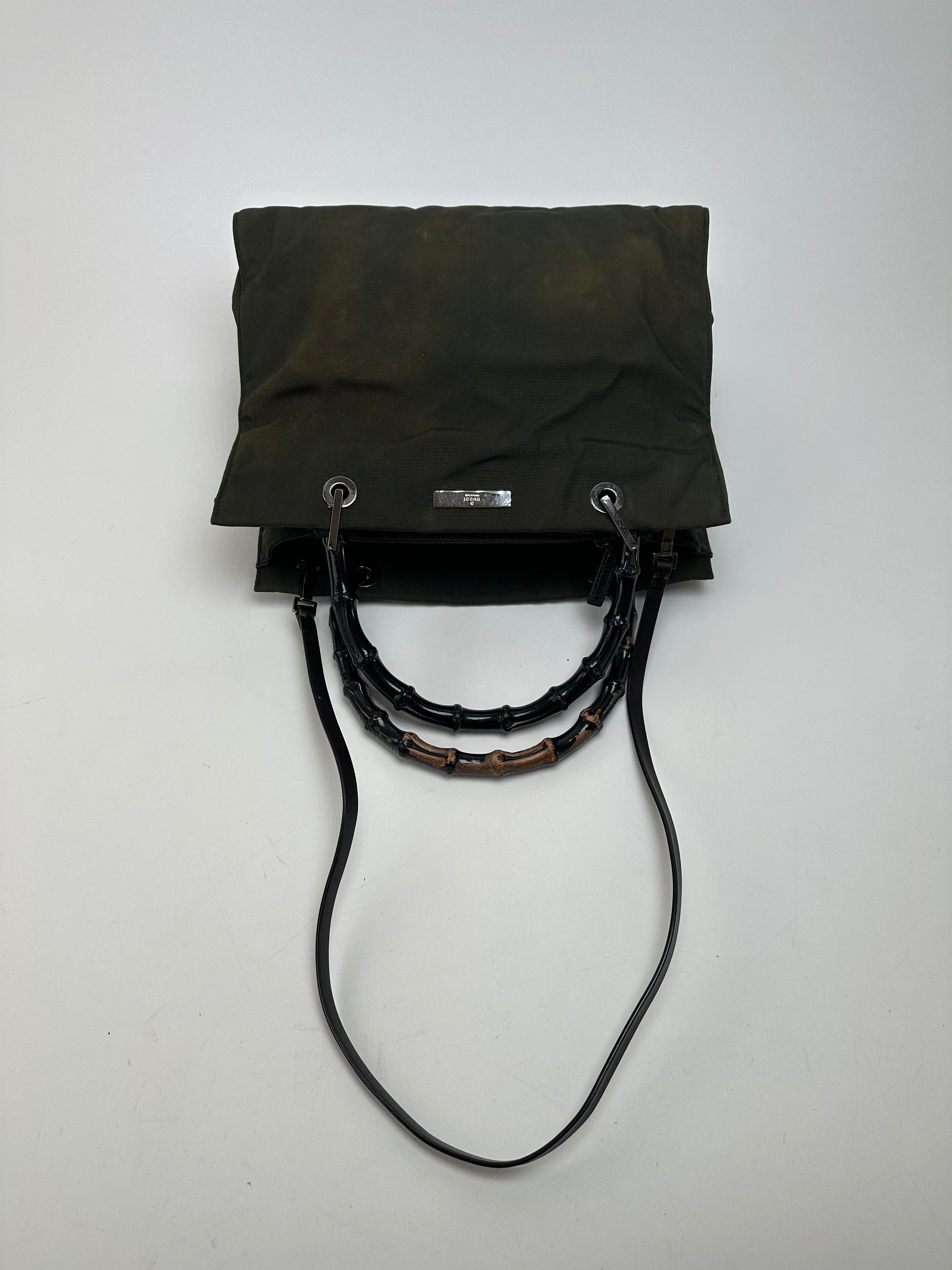 Gucci Vintage Bamboo Top Handle 2Way Handbag Black Brown Size ONE SIZE - 7 Thumbnail