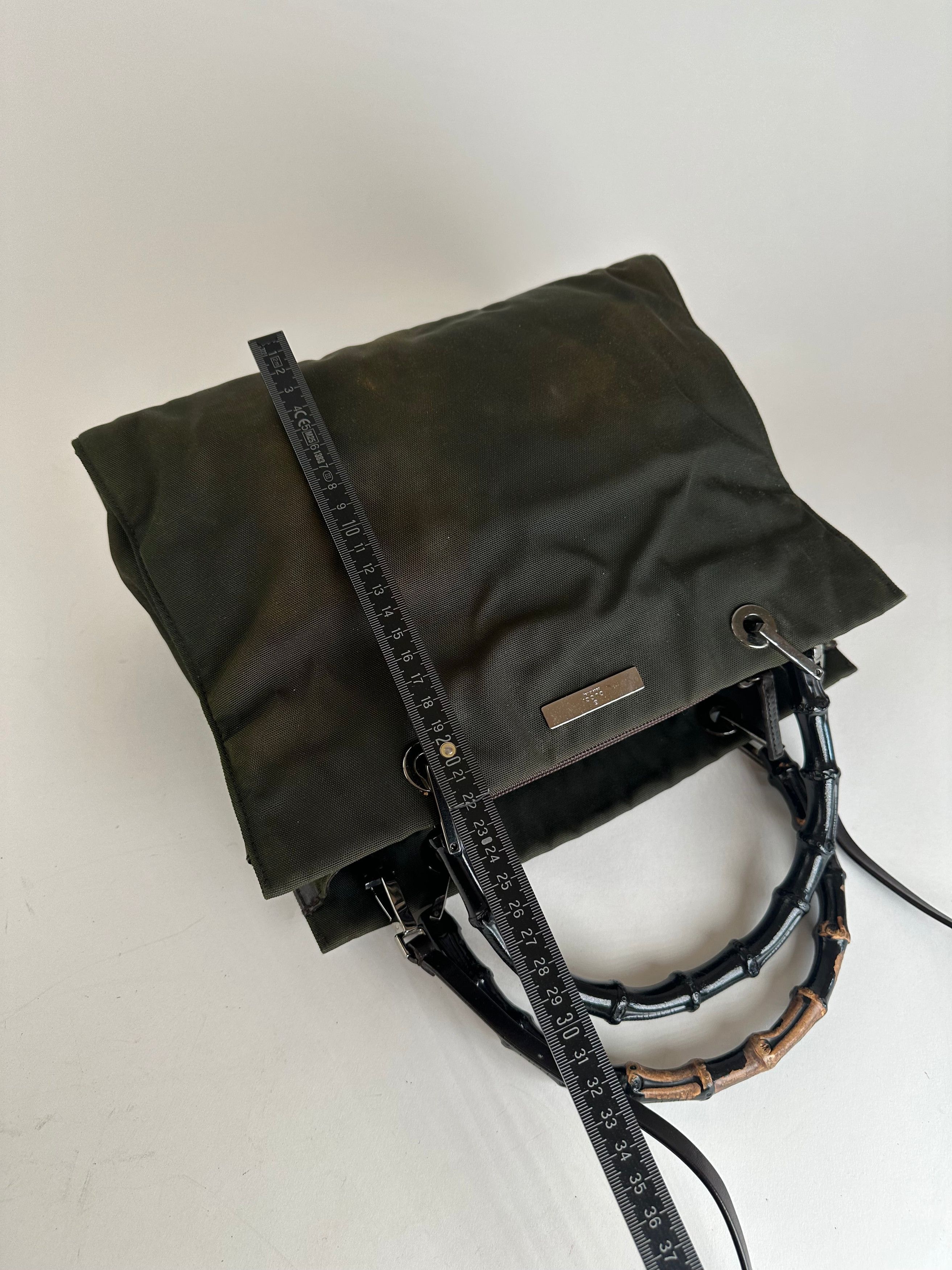 Gucci Vintage Bamboo Top Handle 2Way Handbag Black Brown Size ONE SIZE - 11 Thumbnail