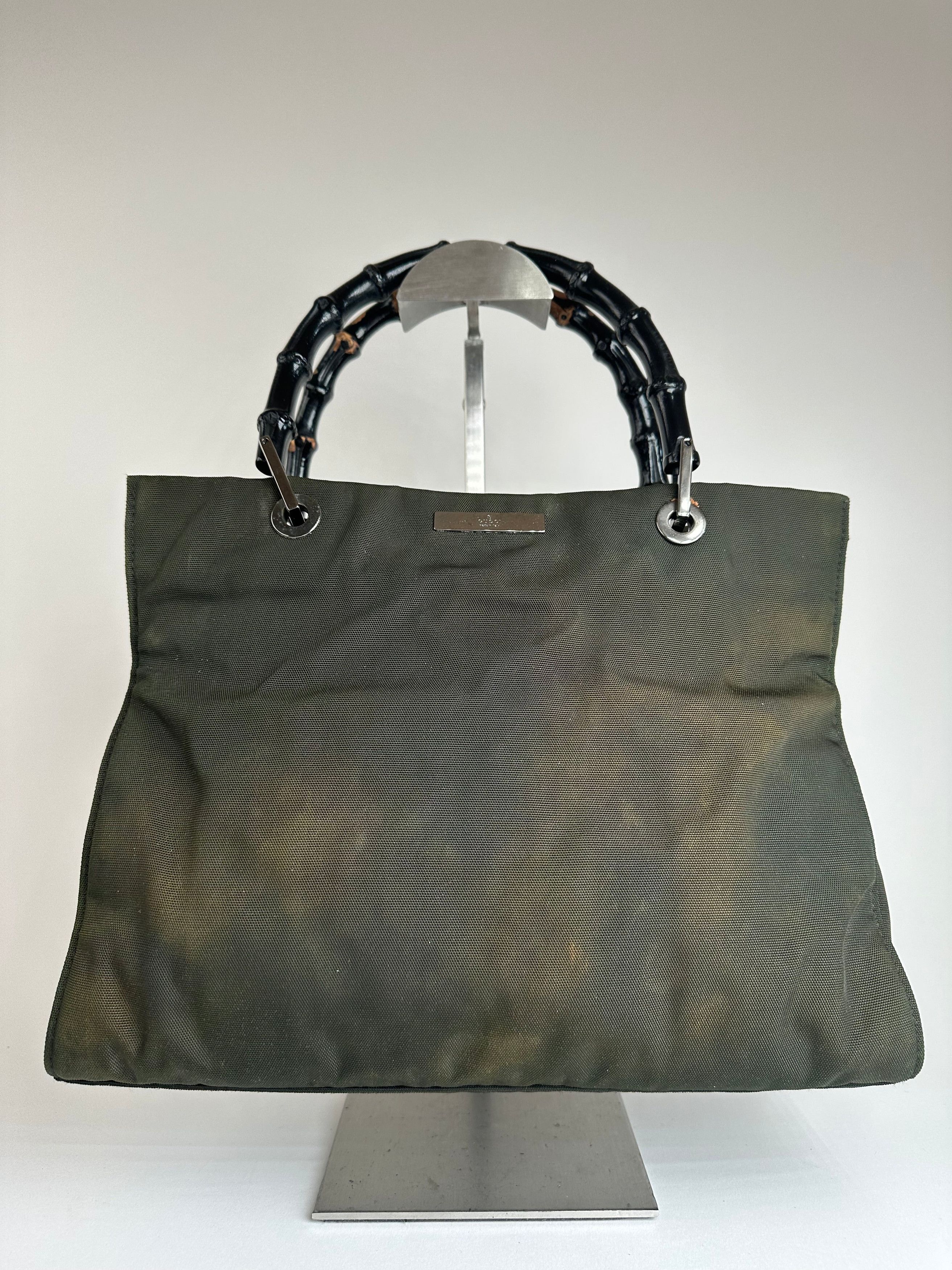 Gucci Vintage Bamboo Top Handle 2Way Handbag Black Brown Size ONE SIZE - 13 Thumbnail
