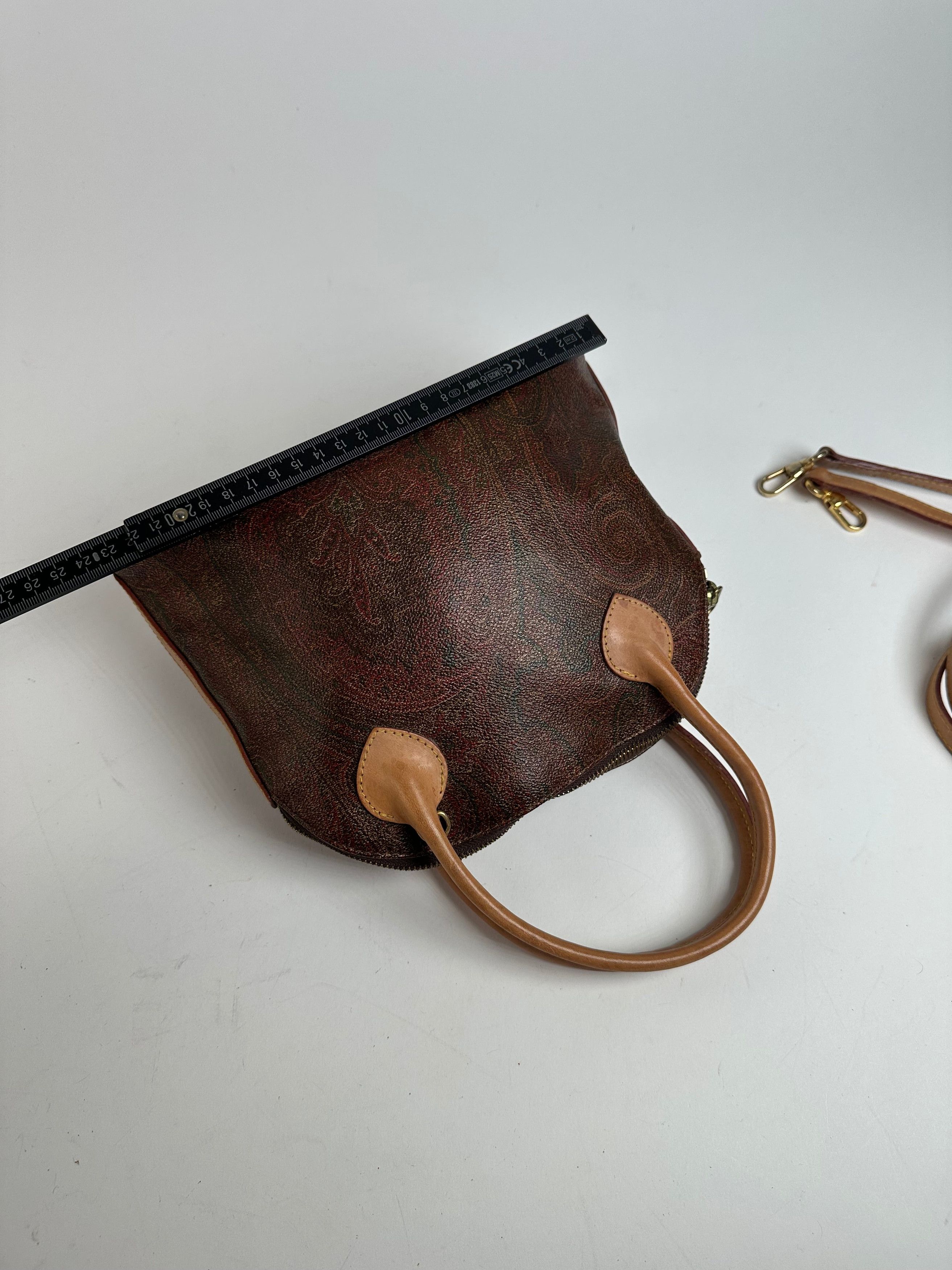 Etro Vintage Paisley Monogram 2Way Leather Handbag Orange Red Bro Size ONE SIZE - 12 Thumbnail