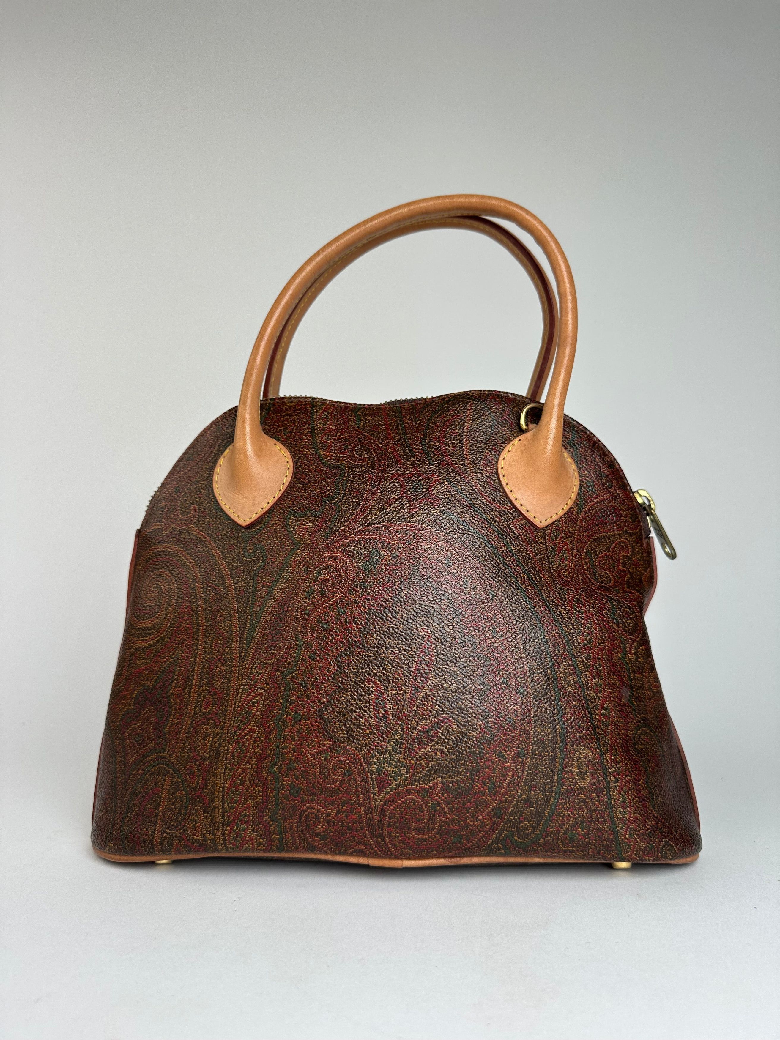 Etro Vintage Paisley Monogram 2Way Leather Handbag Orange Red Bro Size ONE SIZE - 10 Thumbnail