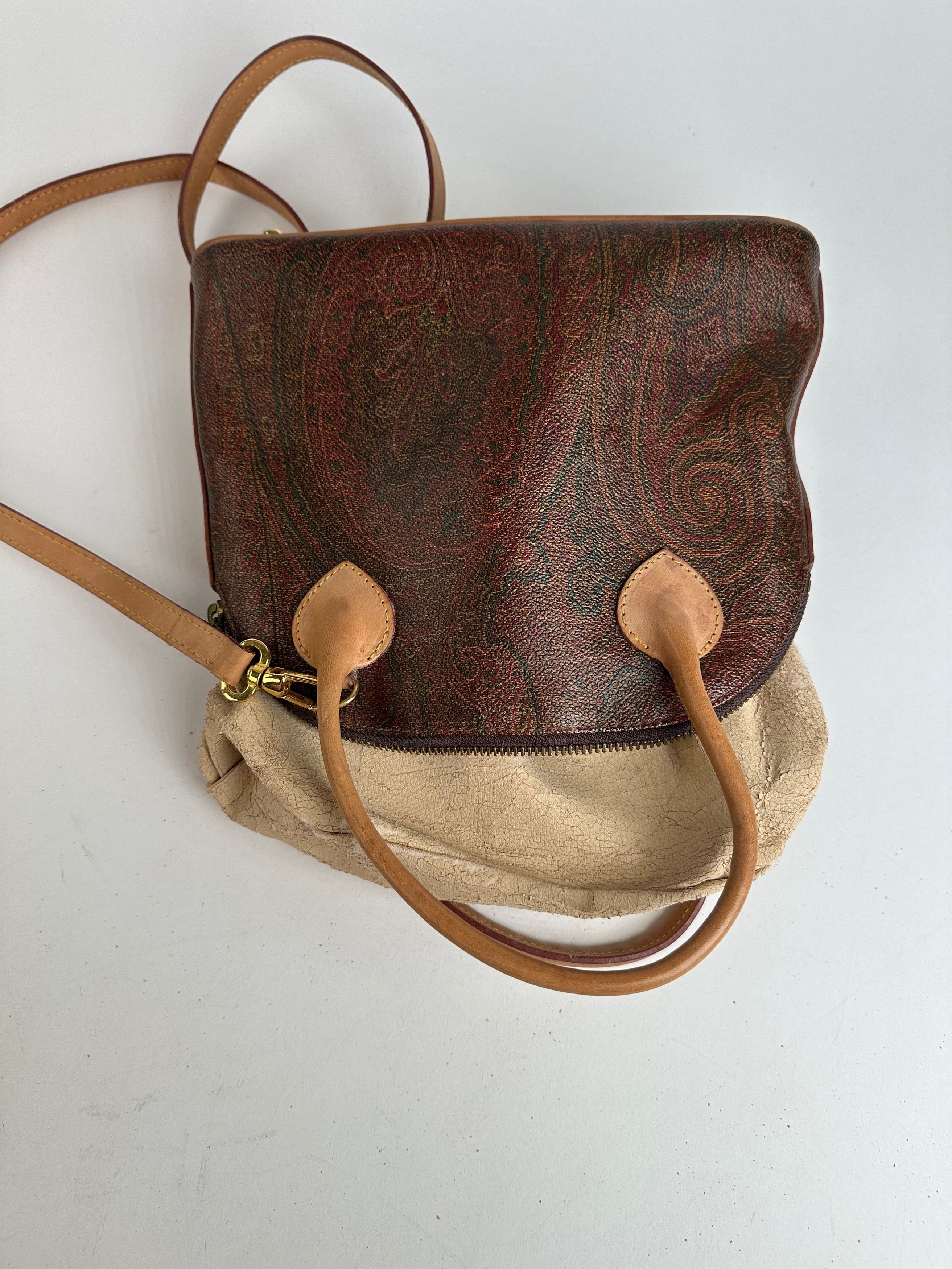 Etro Vintage Paisley Monogram 2Way Leather Handbag Orange Red Bro Size ONE SIZE - 2 Thumbnail