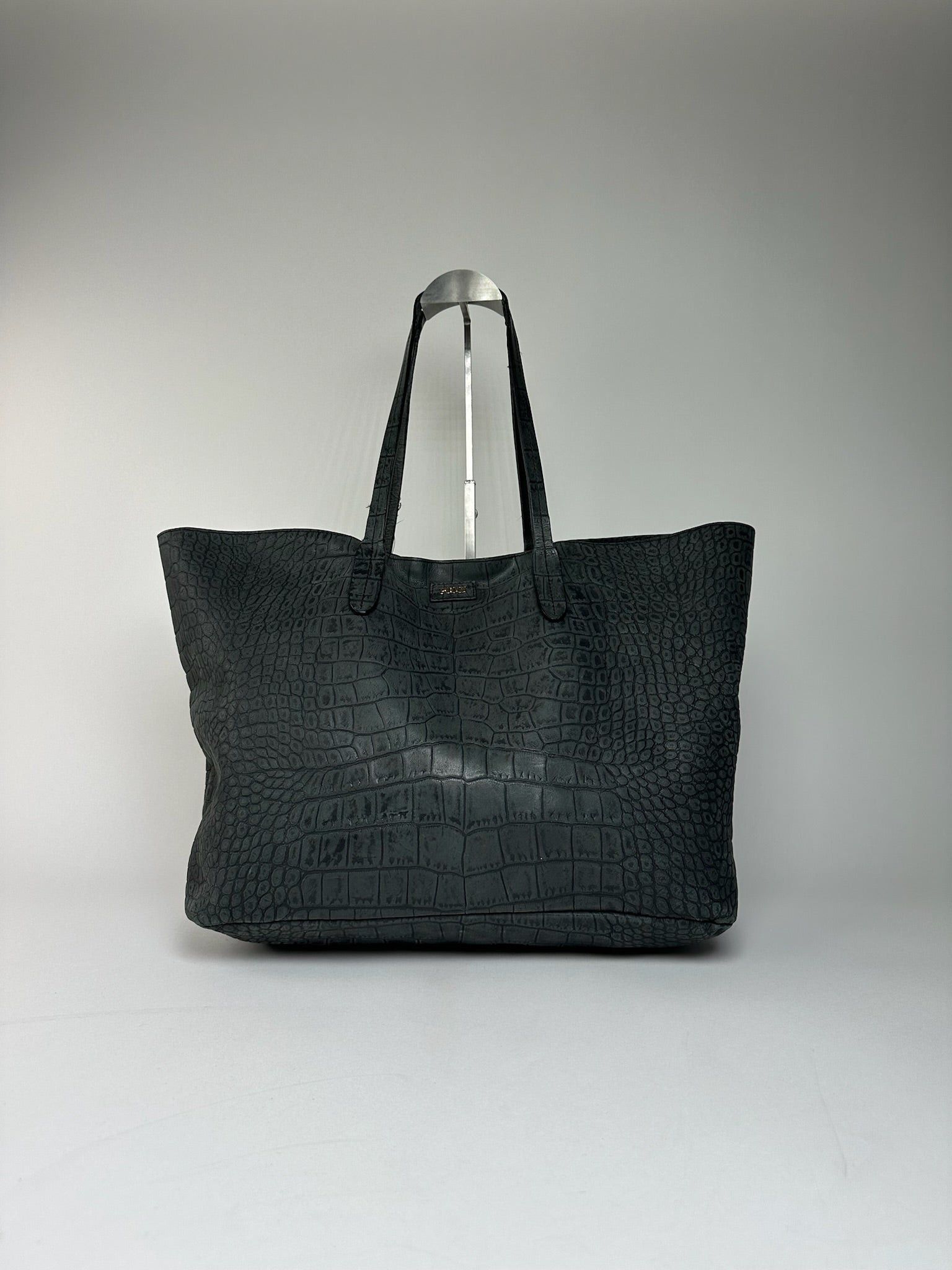 Emilio Pucci Vintage Crocodile Emblossed Leather Tote Bag Black Size ONE SIZE - 11 Thumbnail