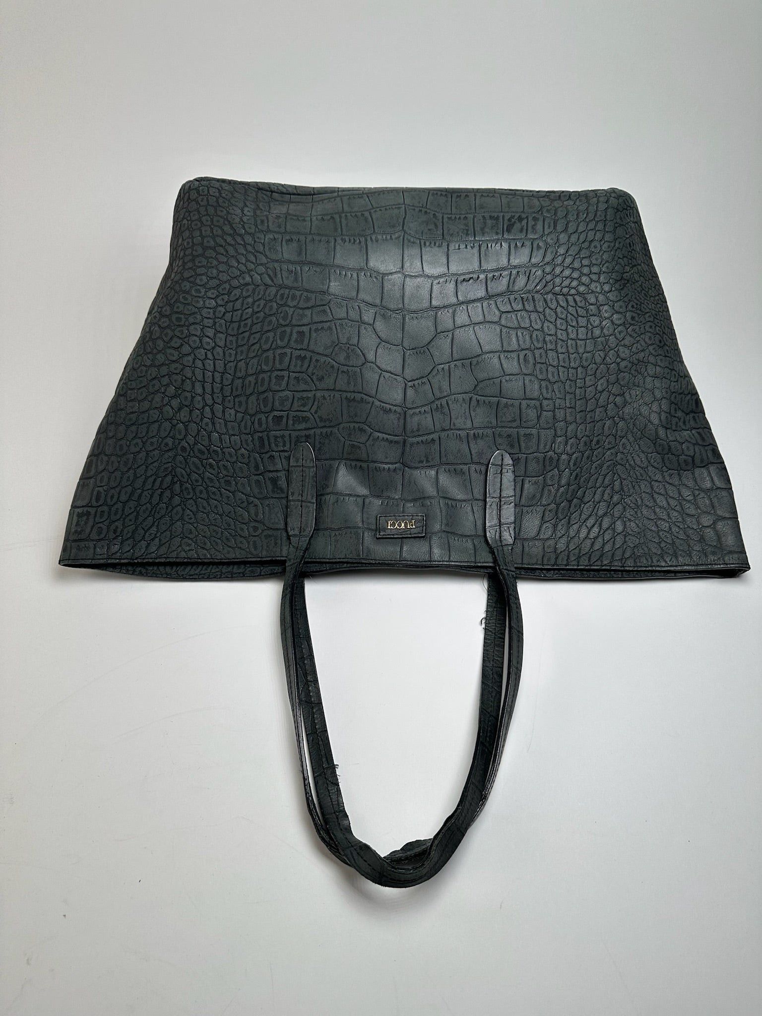 Emilio Pucci Vintage Crocodile Emblossed Leather Tote Bag Black Size ONE SIZE - 7 Thumbnail