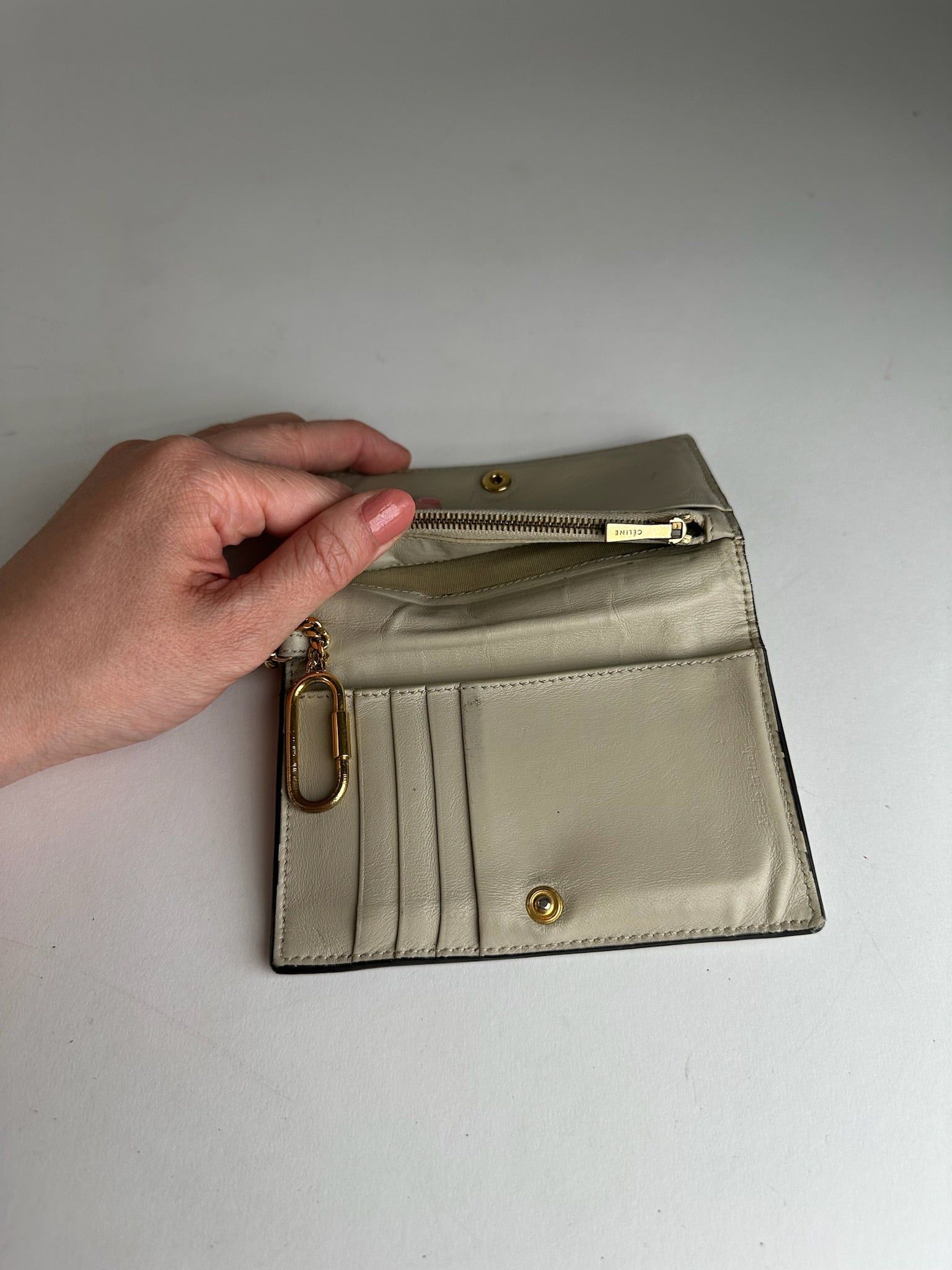 Celine Vintage Paris Keychain Leather Wallet Blue white Size ONE SIZE - 5 Thumbnail