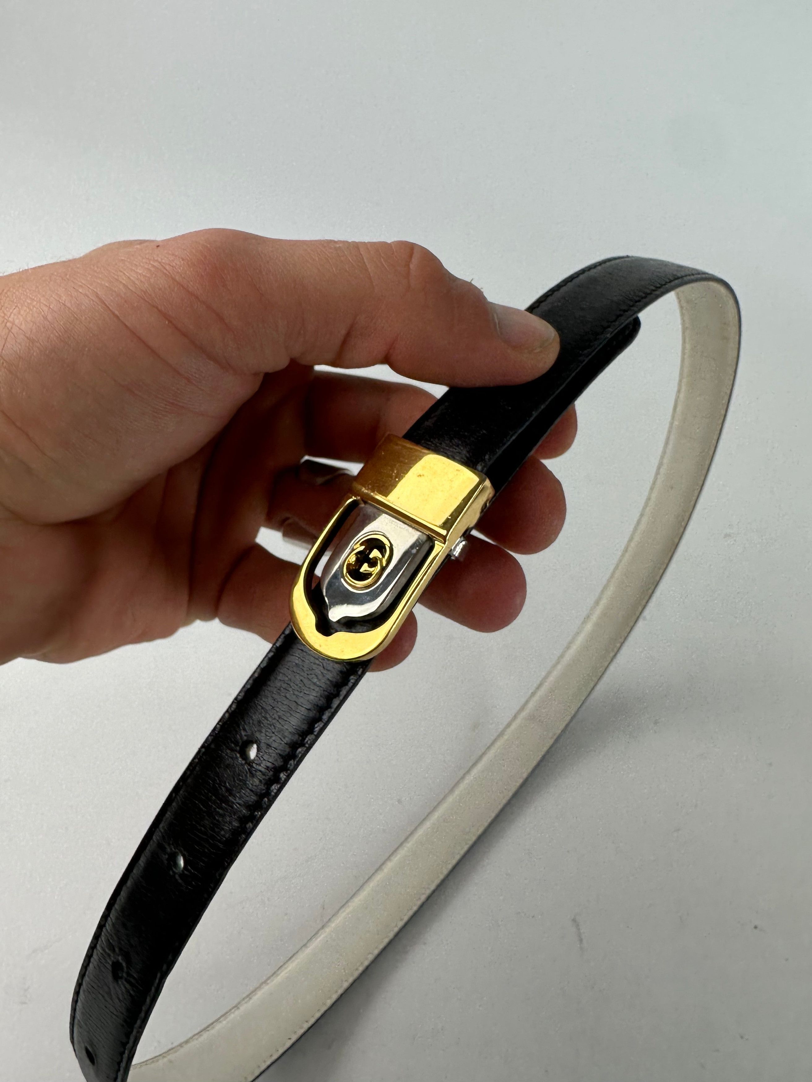 Gucci Vintage GG Leather Belt Black Size ONE SIZE - 4 Thumbnail