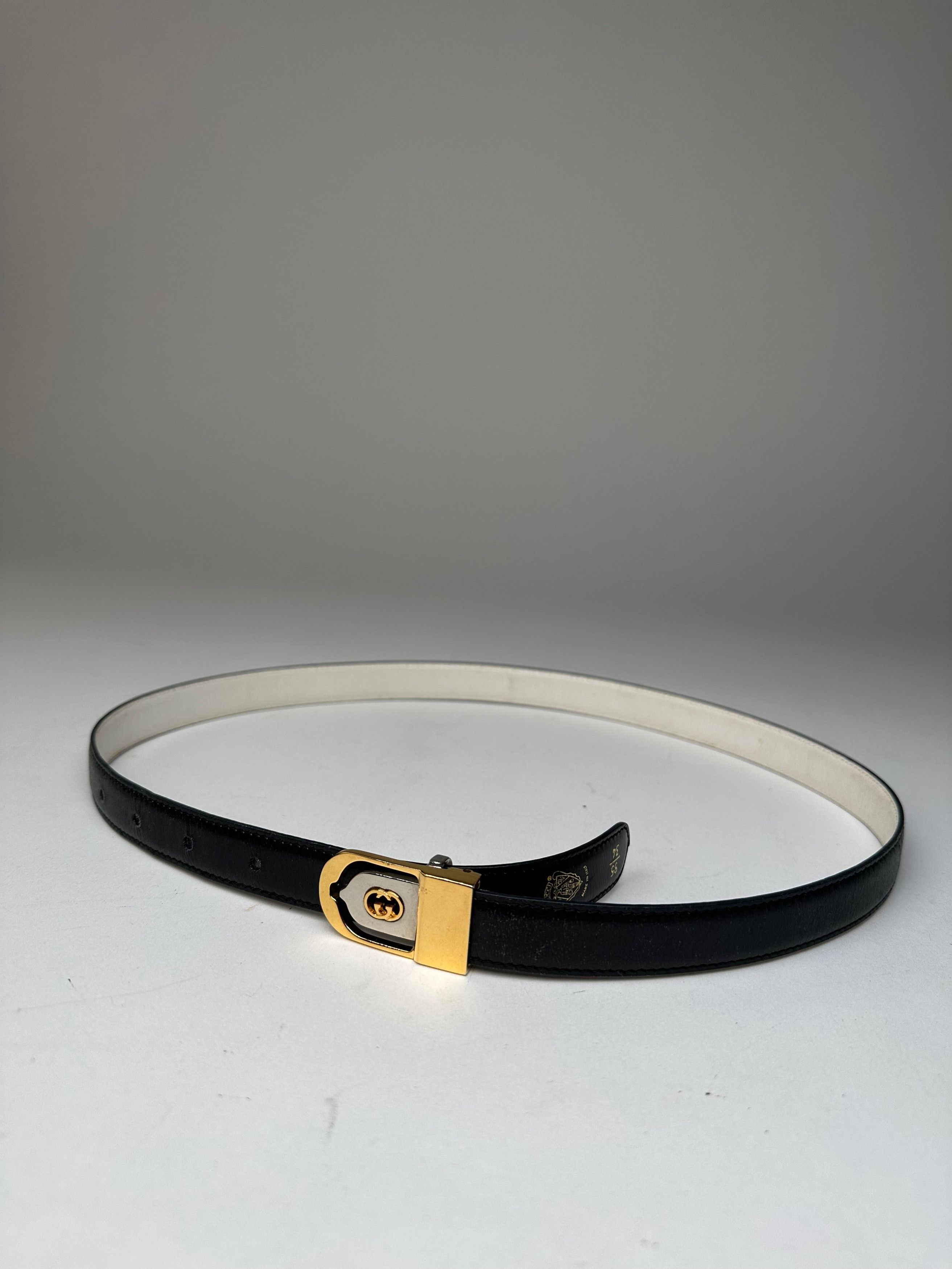 Gucci Vintage GG Leather Belt Black Size ONE SIZE - 2 Thumbnail