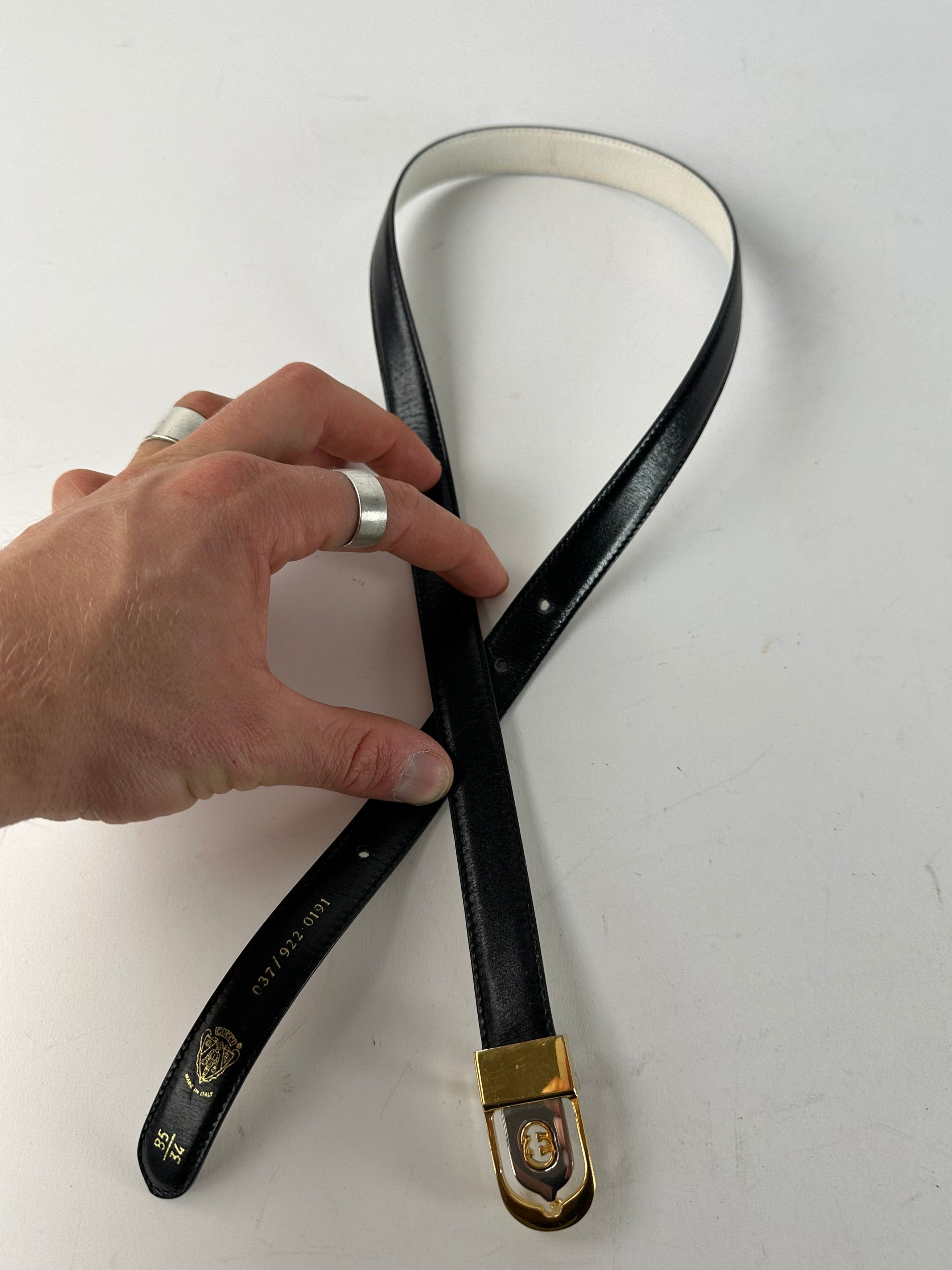 Gucci Vintage GG Leather Belt Black Size ONE SIZE - 6 Thumbnail