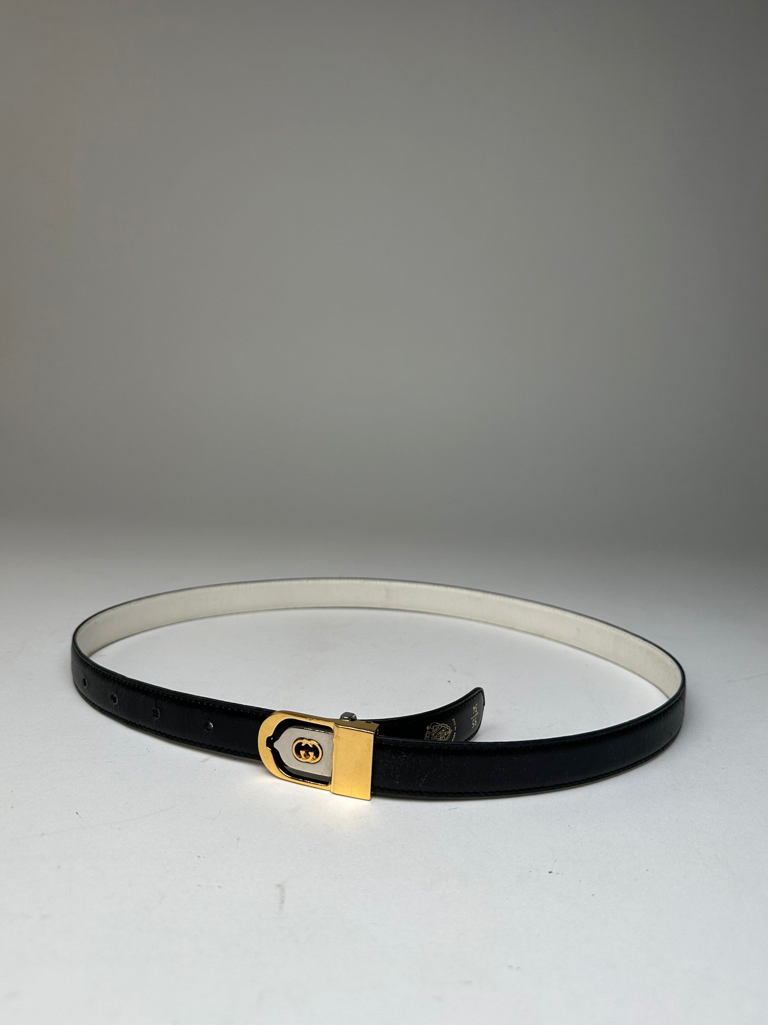 Gucci Vintage GG Leather Belt Black Size ONE SIZE - 9 Thumbnail