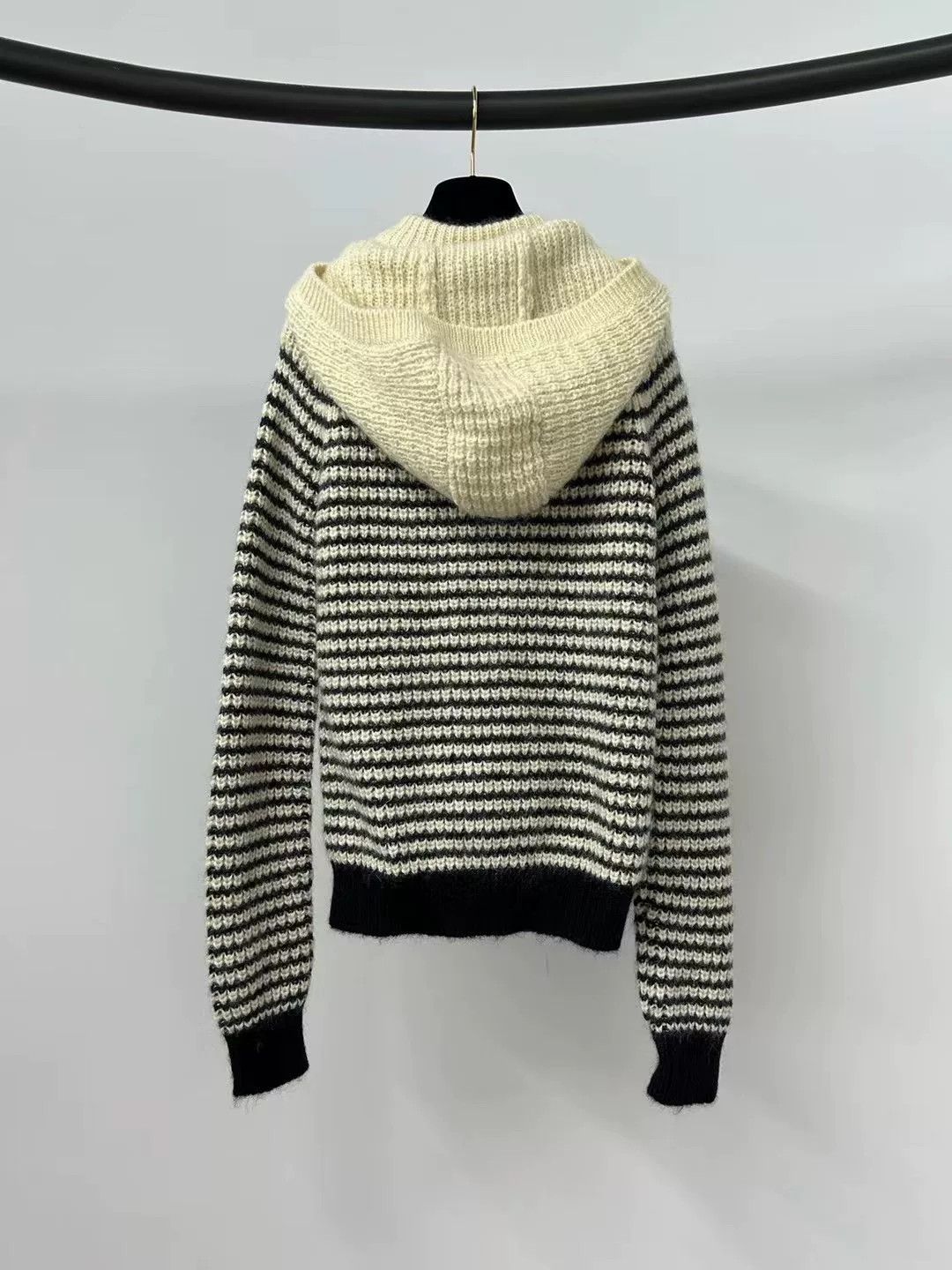Saint Laurent Paris Saint Laurent Striped Mohair Hooded Sweater Size XS / US 0-2 / IT 36-38 - 2 Thumbnail