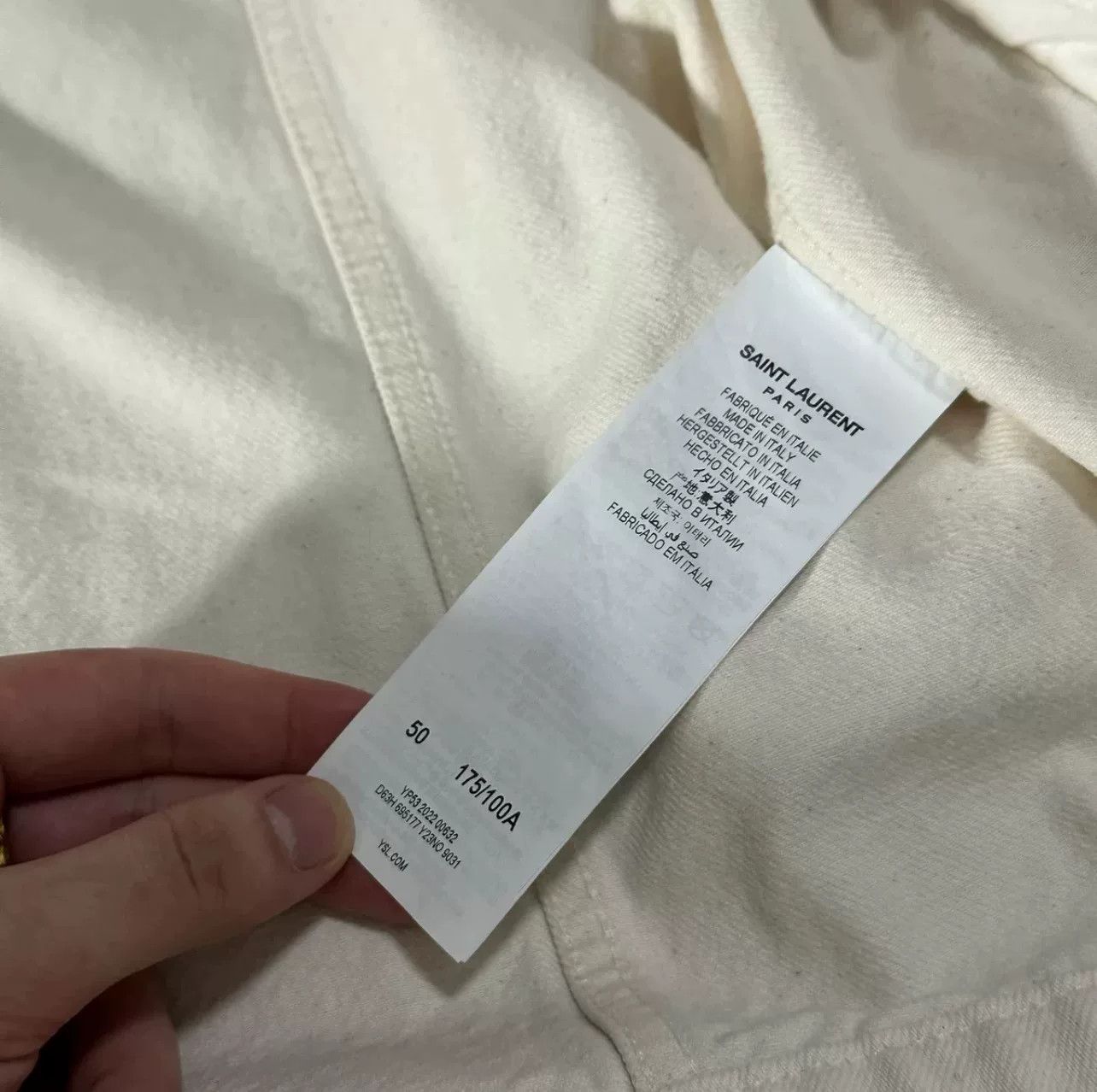 Saint Laurent Paris Saint Laurent SS22 White Denim Jacket Men Size US M / EU 48-50 / 2 - 7 Thumbnail