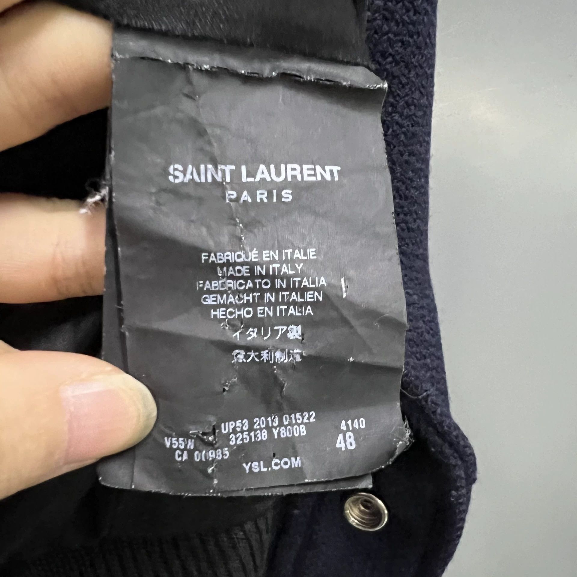 Saint Laurent Paris Saint Laurent Dark Blue Leather Patch Jacket Size US M / EU 48-50 / 2 - 4 Thumbnail
