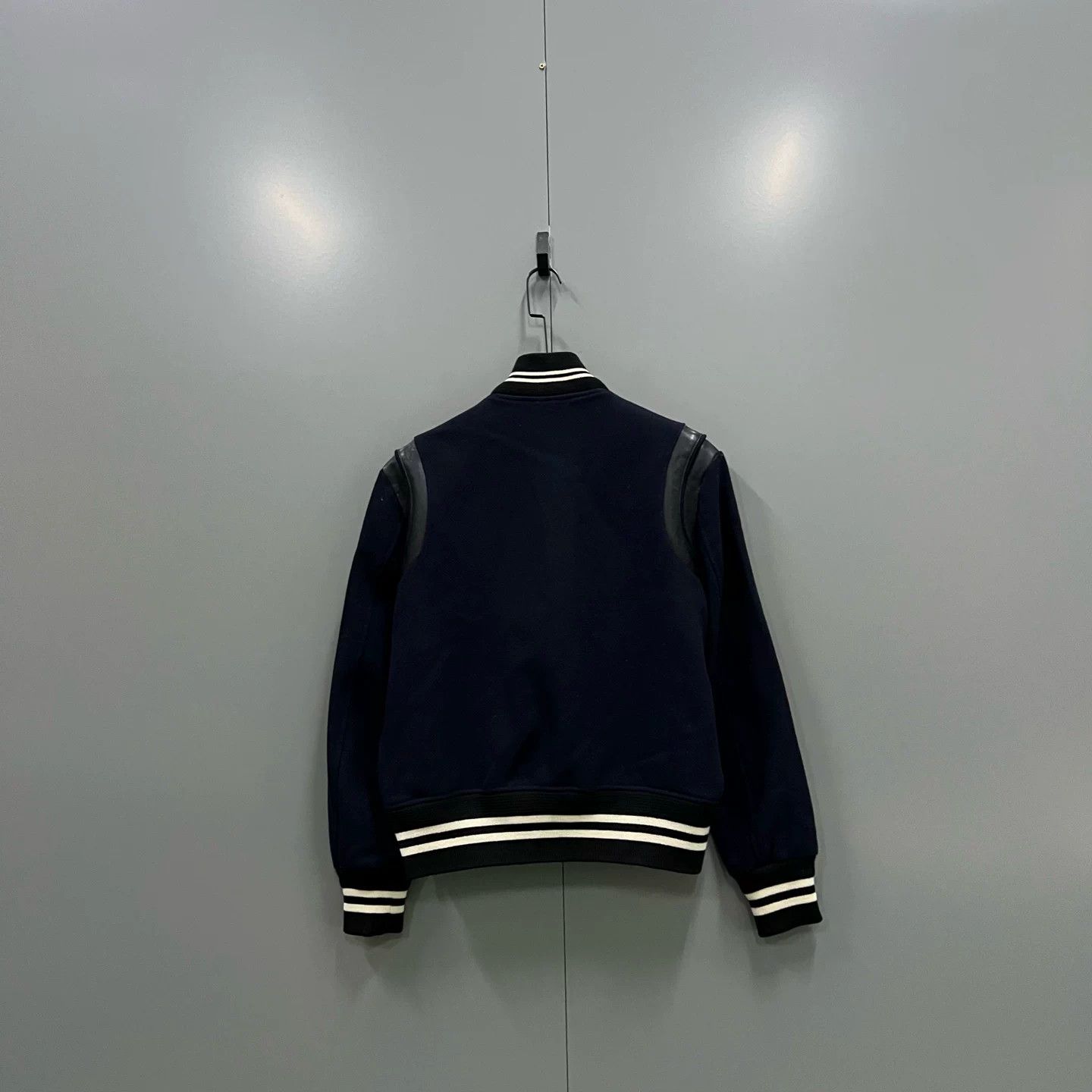 Saint Laurent Paris Saint Laurent Dark Blue Leather Patch Jacket Size US M / EU 48-50 / 2 - 2 Thumbnail