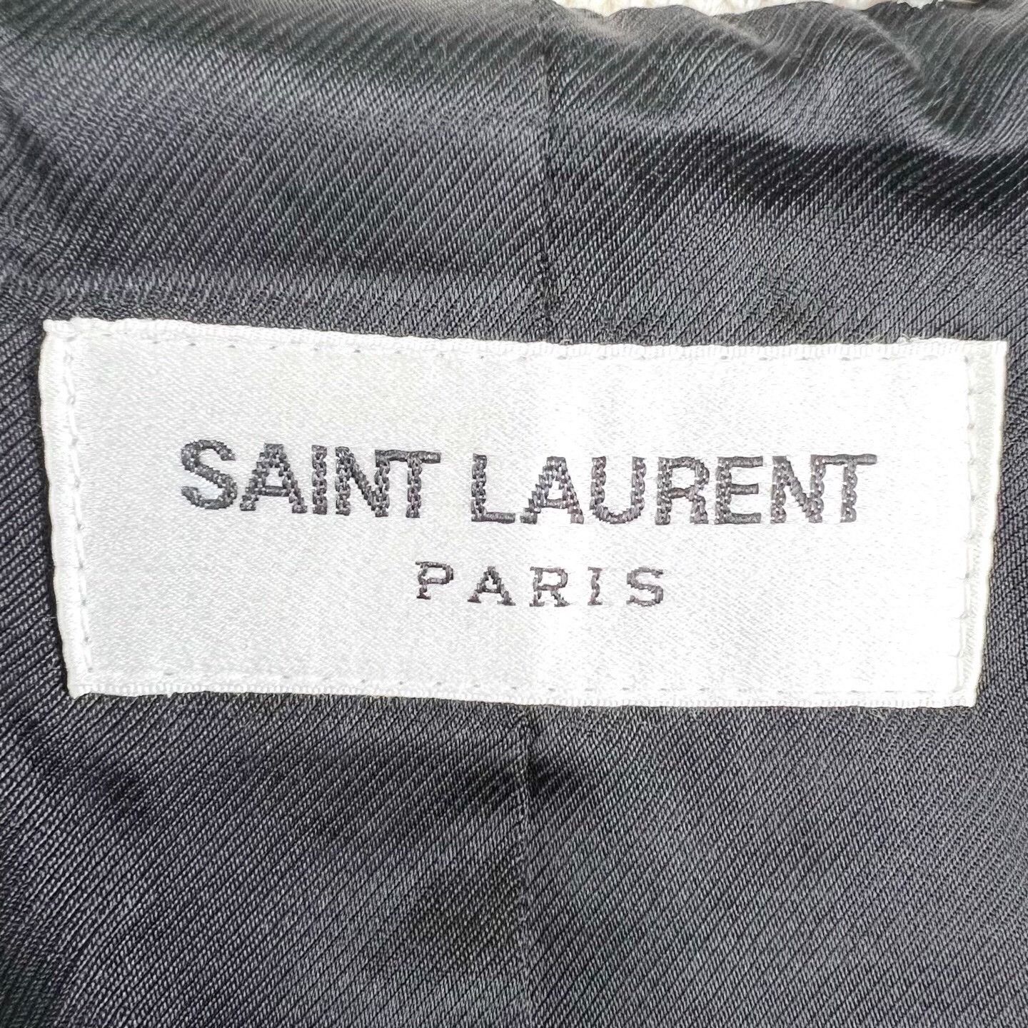 Saint Laurent Paris SAINT LAURENT White Leather Sleeve Baseball Jacket Size US M / EU 48-50 / 2 - 5 Thumbnail