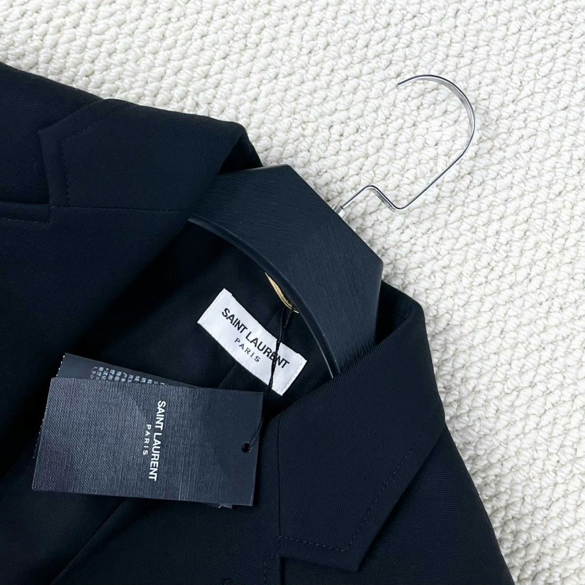 Saint Laurent Paris Saint Laurent Black Cropped Wool Blazer Size XXS / US 00 / IT 34 - 3 Thumbnail