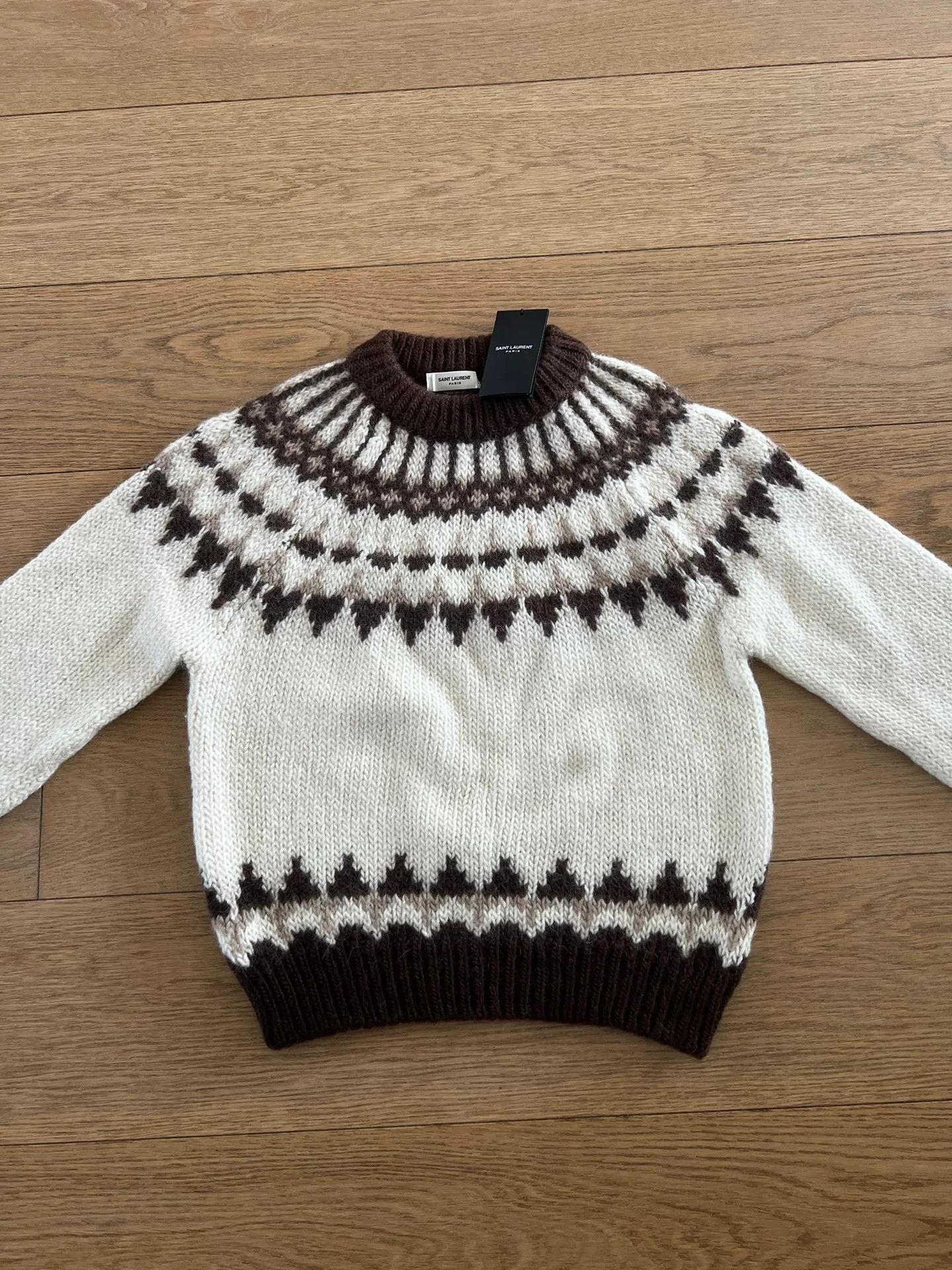 Saint Laurent Paris YSL Saint Laurent Fair Isle Sweater Size L / US 10 / IT 46 - 2 Thumbnail