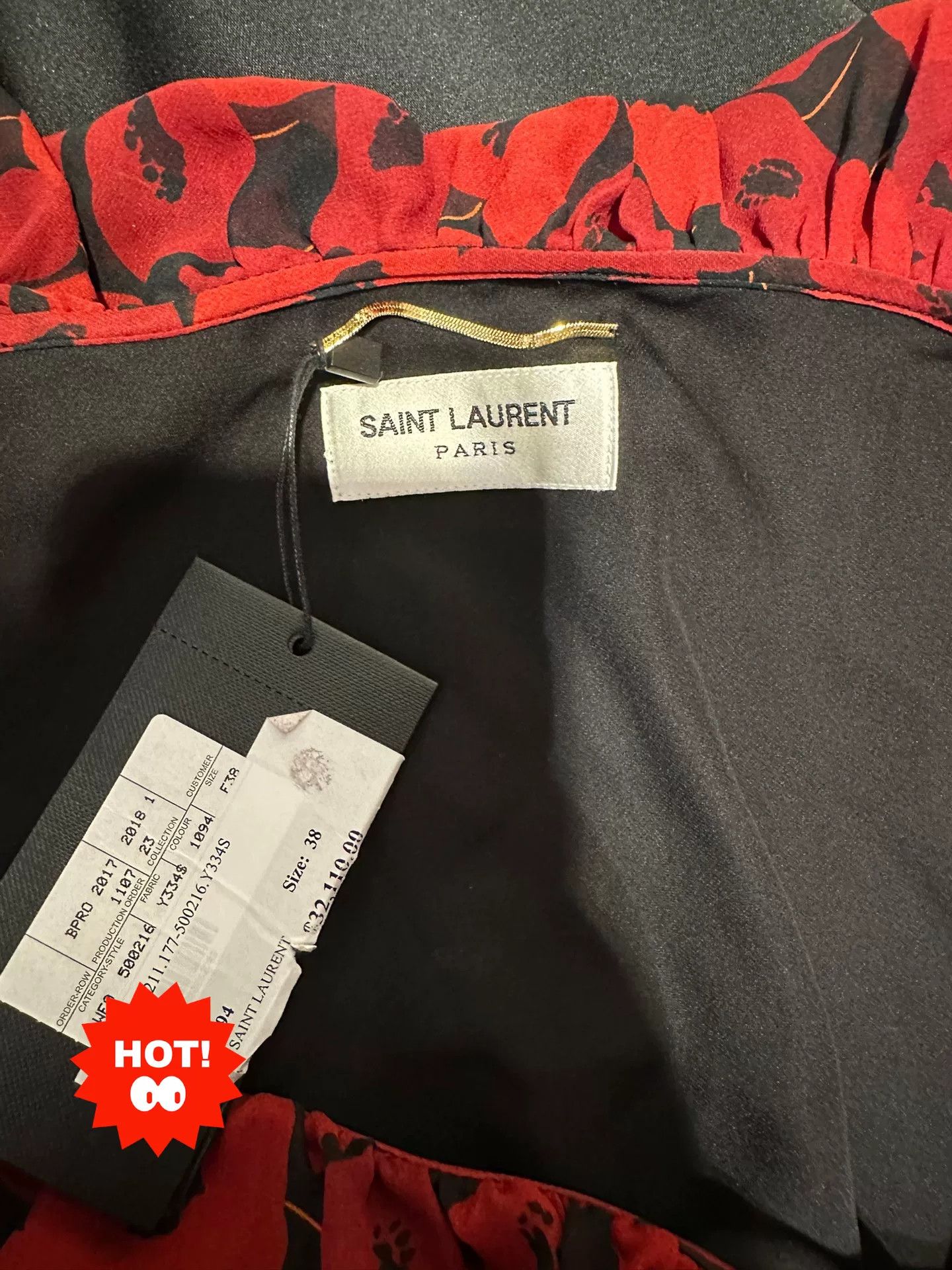 Saint Laurent Paris YSL Red Floral Off-Shoulder Dress Size S / US 4 / IT 40 - 3 Thumbnail