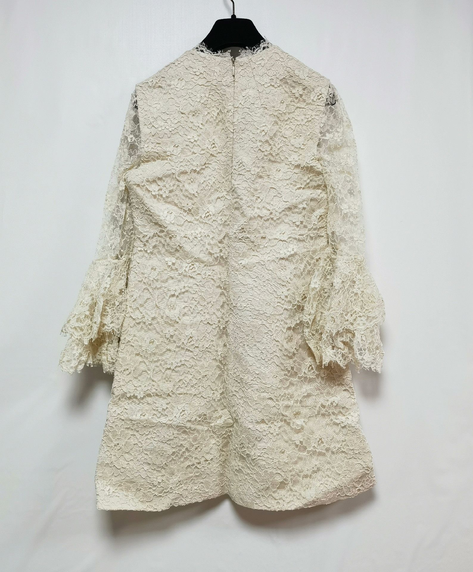 Saint Laurent Paris Saint Laurent Beige Lace Bell-Sleeve Dress Size S / US 4 / IT 40 - 2 Thumbnail