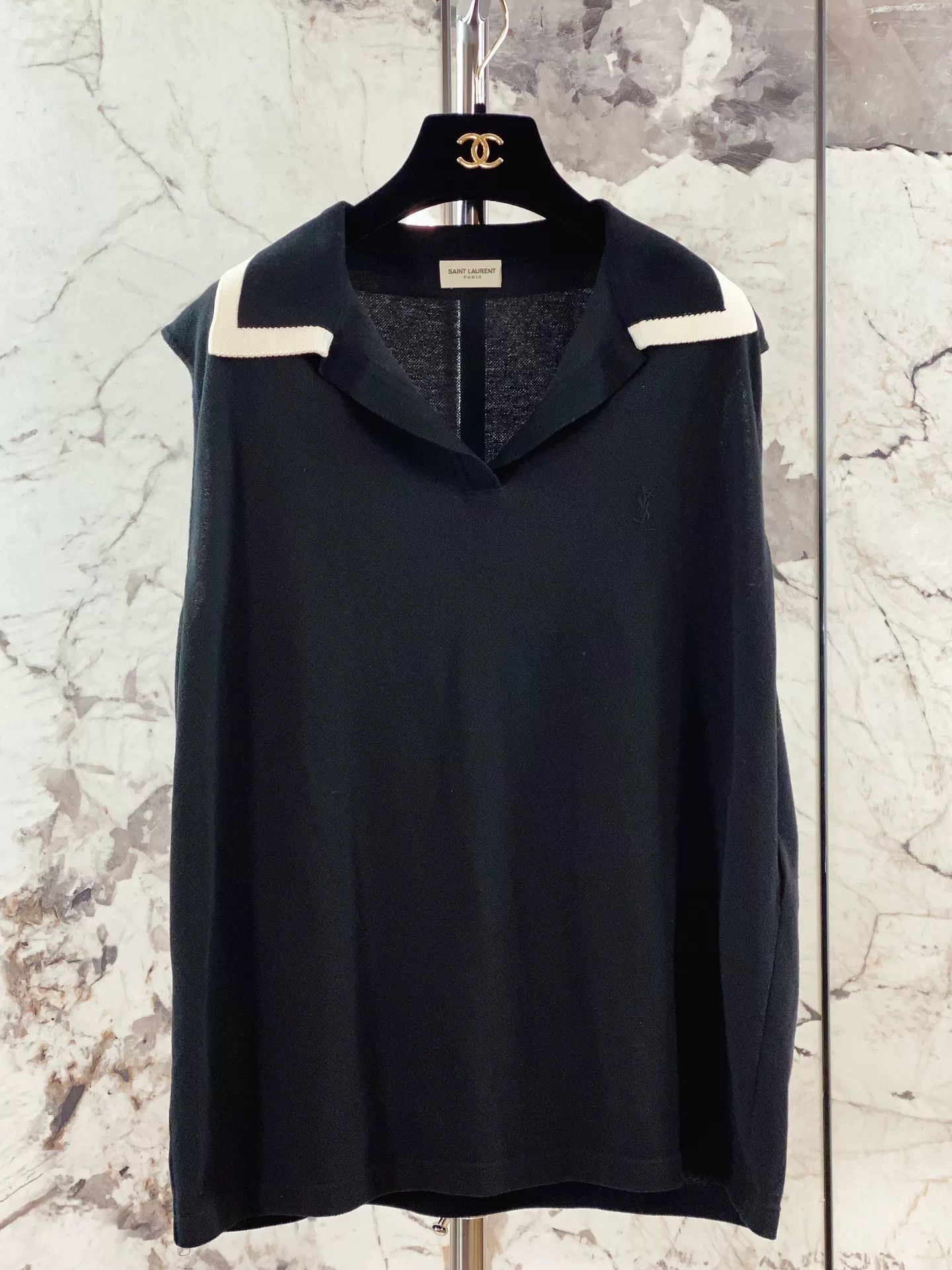 Saint Laurent Paris Saint Laurent YSL Black Sleeveless Polo Top Size M / US 6-8 / IT 42-44 - 4 Thumbnail