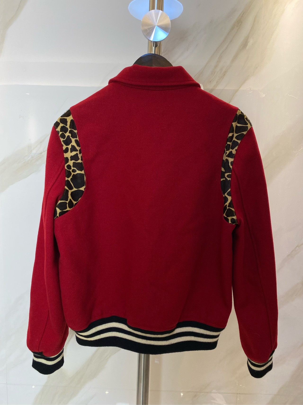 Saint Laurent Paris Saint Laurent Red Leopard Print Baseball Jacket Size US M / EU 48-50 / 2 - 2 Thumbnail