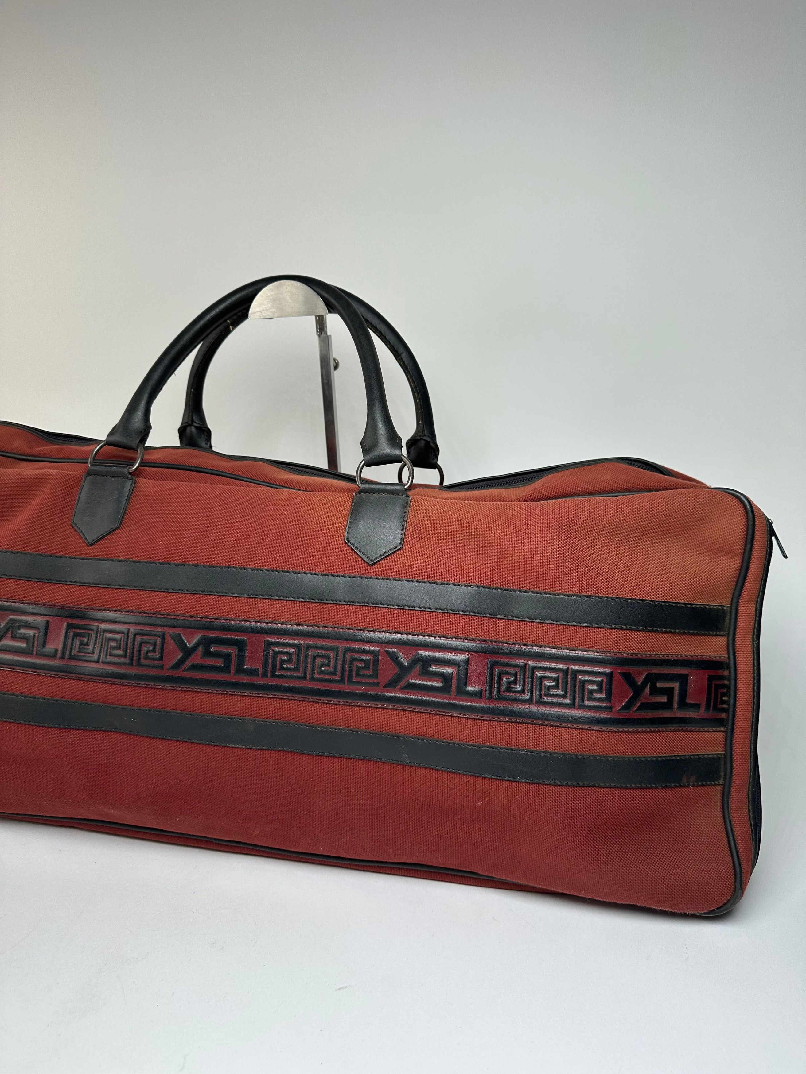 Other Vintage Yves Saint Laurent Duffel Bag Red Black Size ONE SIZE - 9 Thumbnail