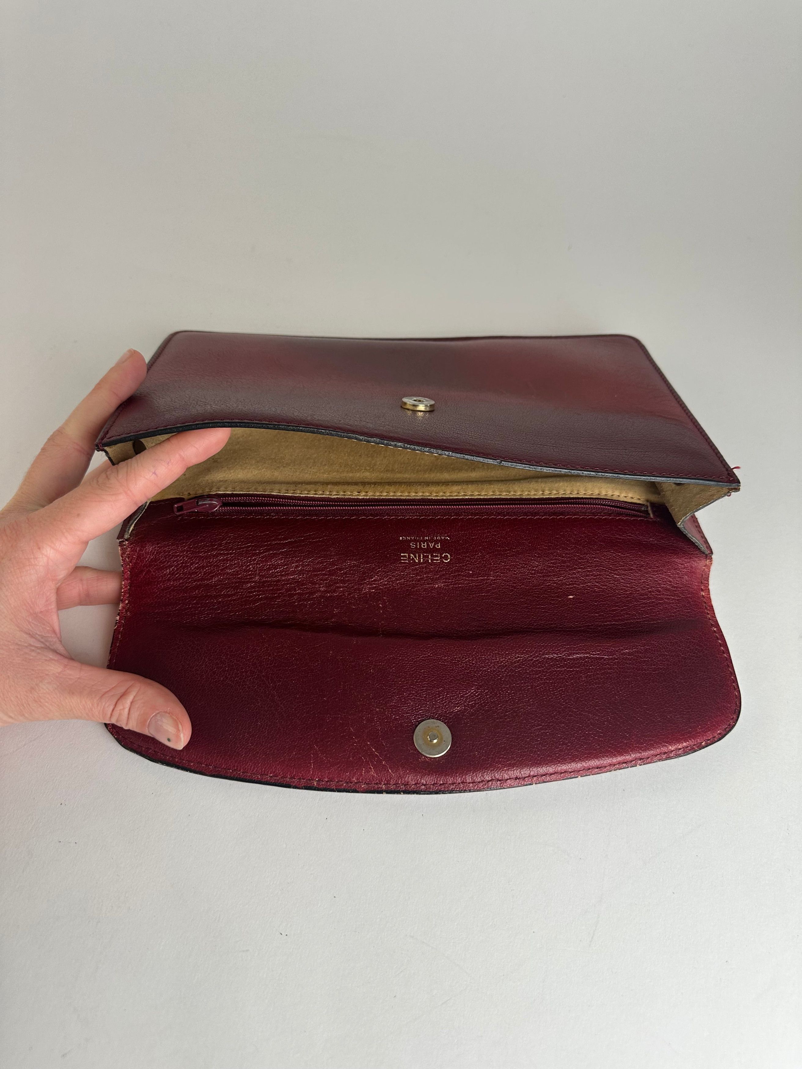 Celine Vintage Paris Triomphe Leather Clutch / Card Holder / Wallet Size ONE SIZE - 4 Thumbnail