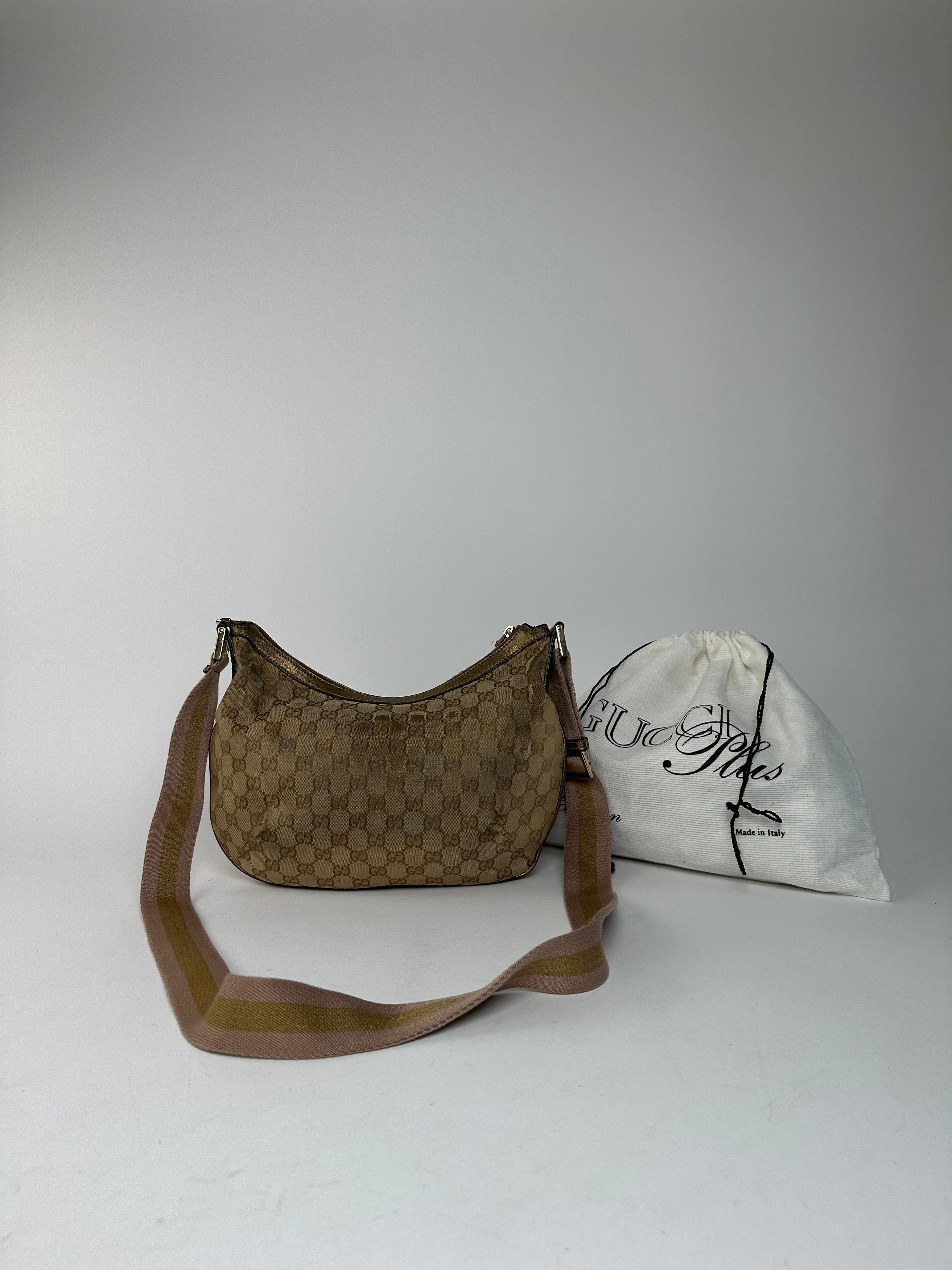 Gucci Vintage Croissant Canvas Monogram Multiway Bag Gold Beige Size ONE SIZE - 2 Thumbnail