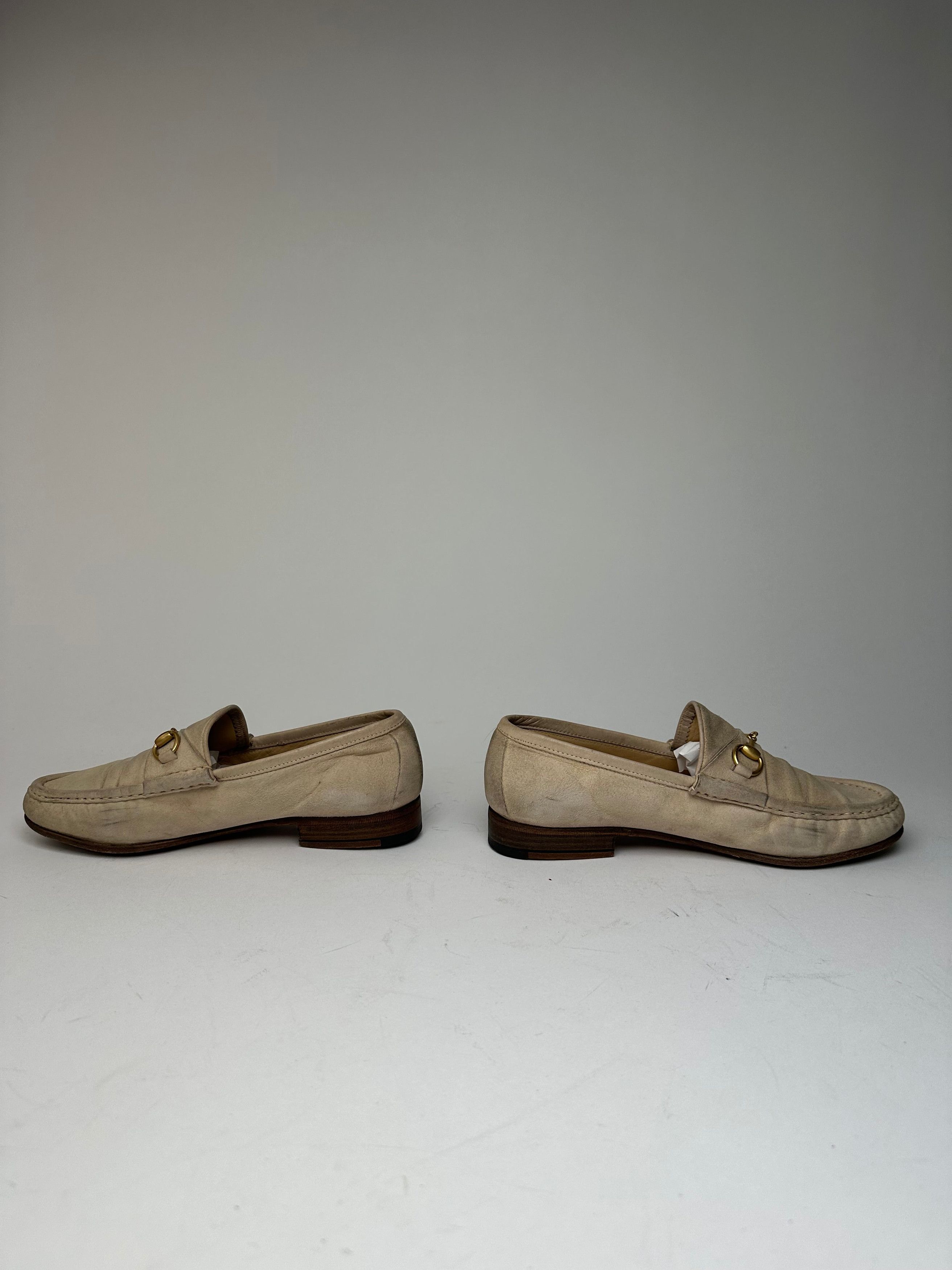 Gucci Vintage Horsebit Suese Loafer Beige EU37 Size US 5.5 / IT 35.5 - 2 Thumbnail