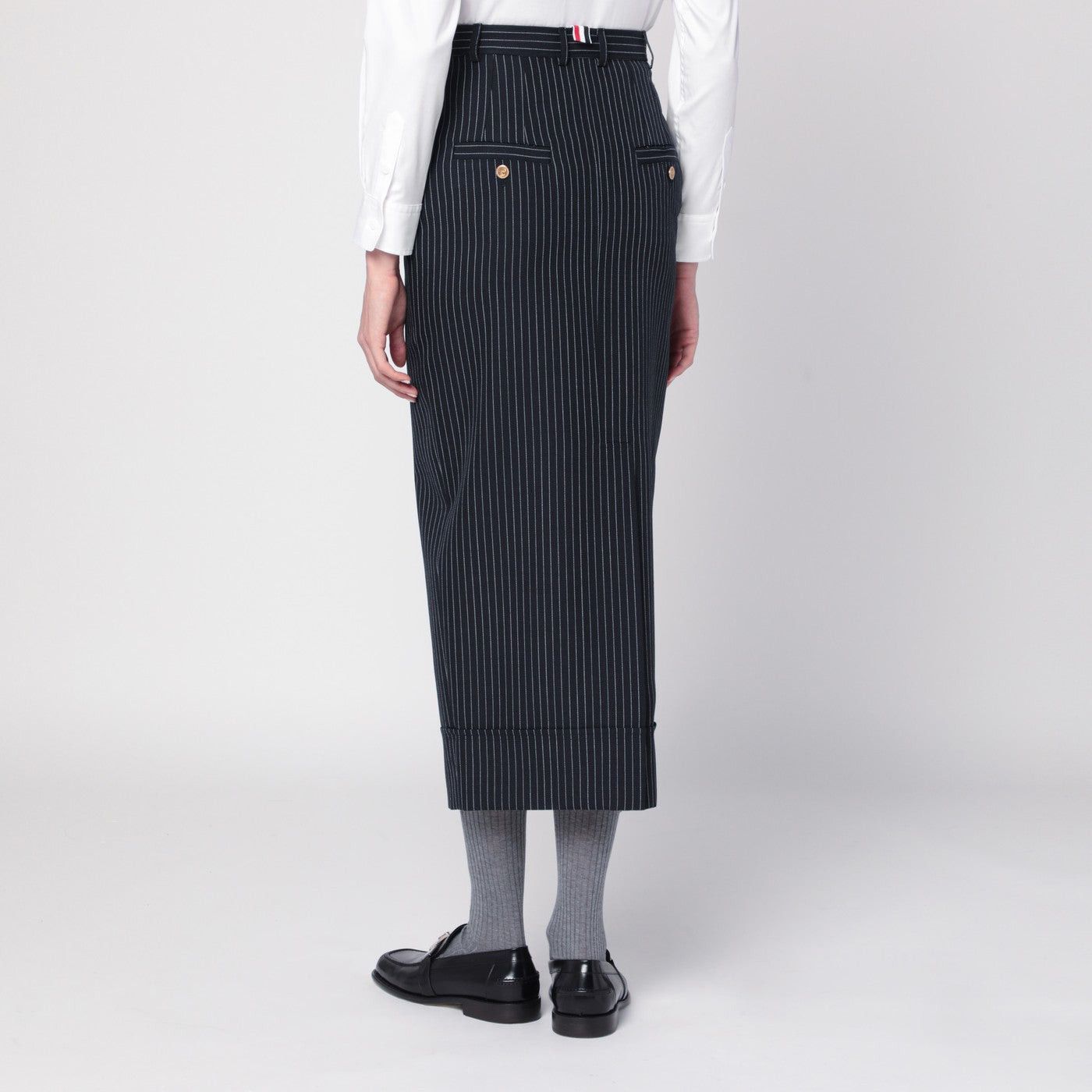 Thom Browne Thom Browne Navy Blue Pinstriped Pencil Skirt Size 28" / US 6 / IT 42 - 2 Thumbnail