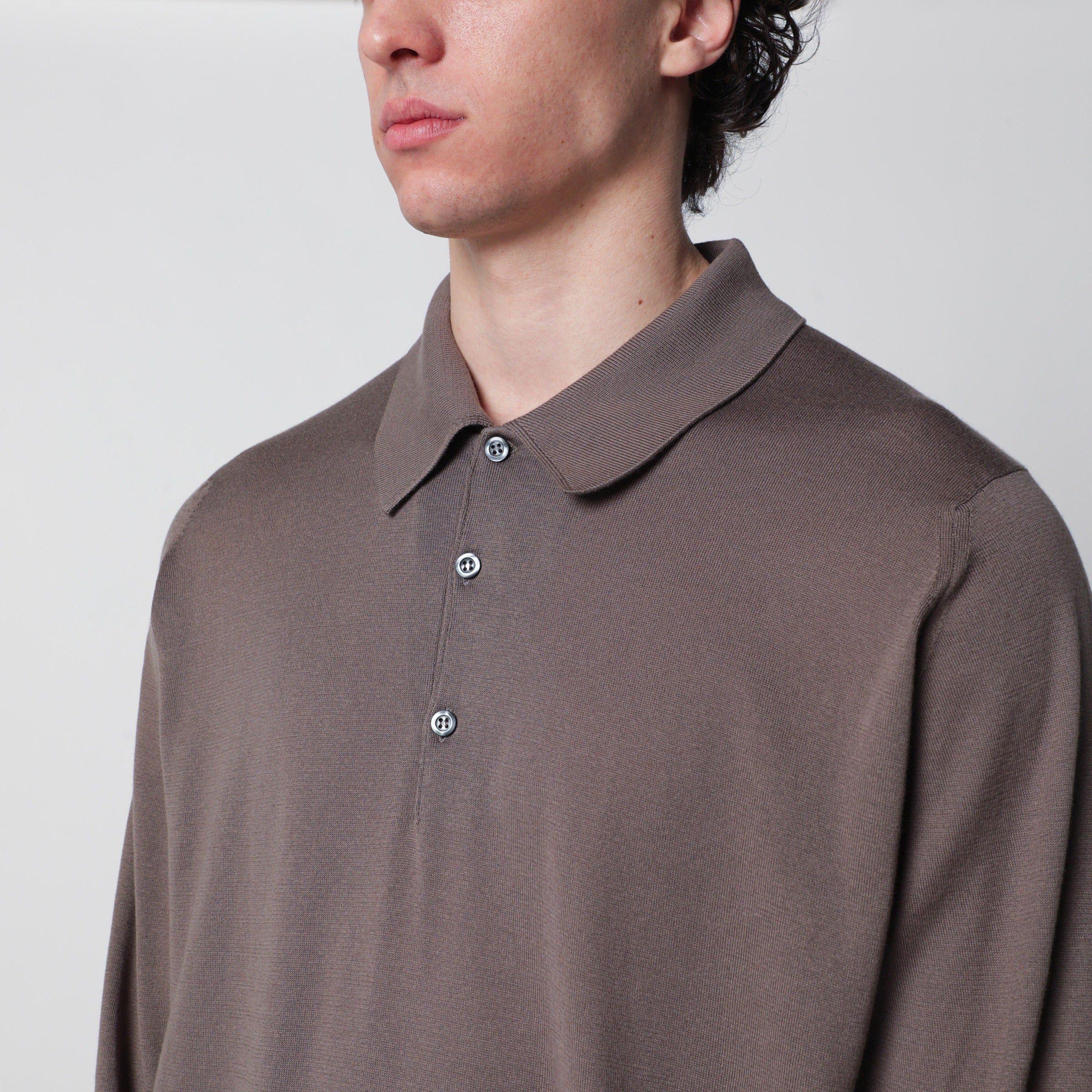 John Smedley John Smedley Finchley Moss Beige Cotton Polo Shirt Size US L / EU 52-54 / 3 - 2 Thumbnail