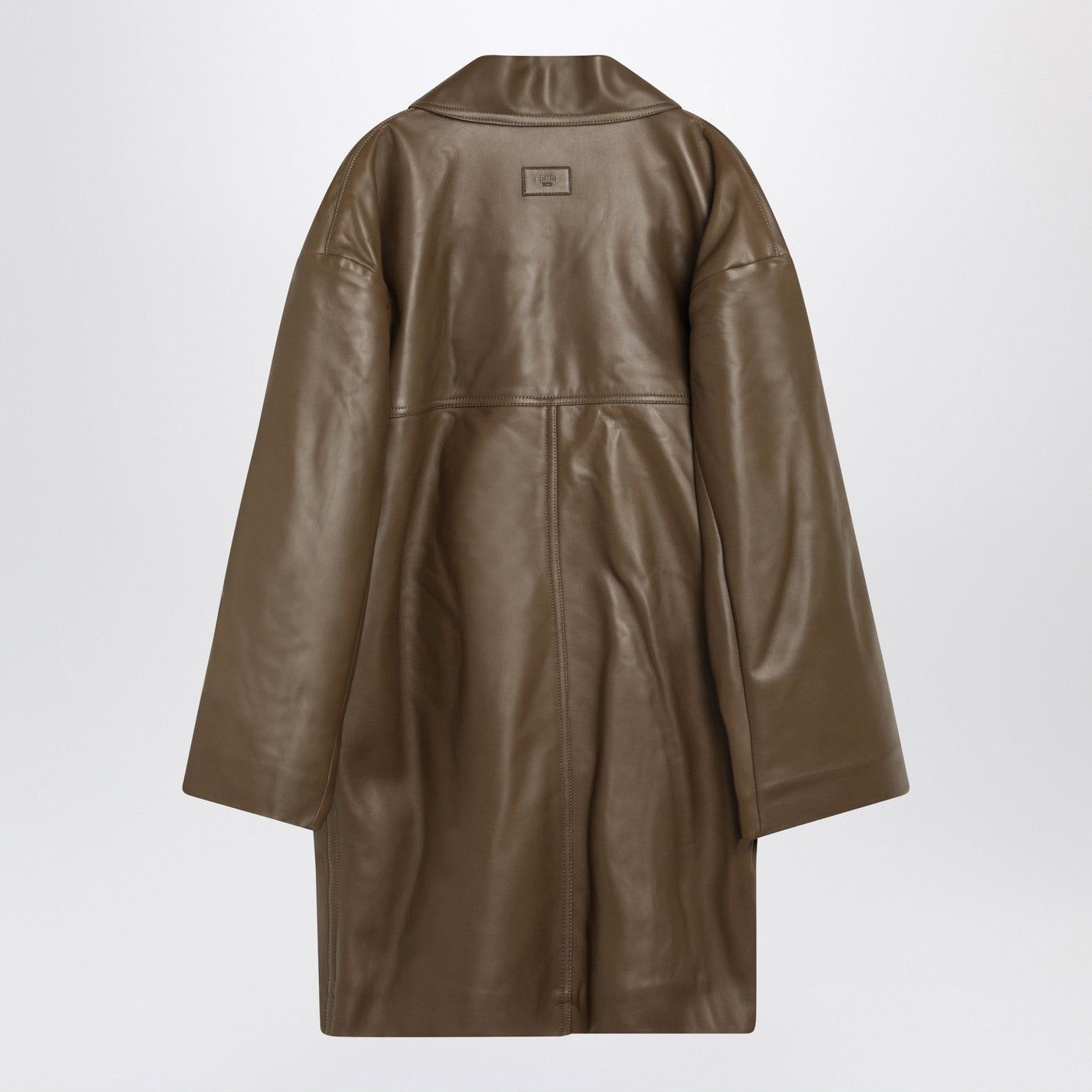 Fendi Fendi Double-Breasted Pea Coat In Dark Beige Nappa Leather Size US L / EU 52-54 / 3 - 2 Thumbnail
