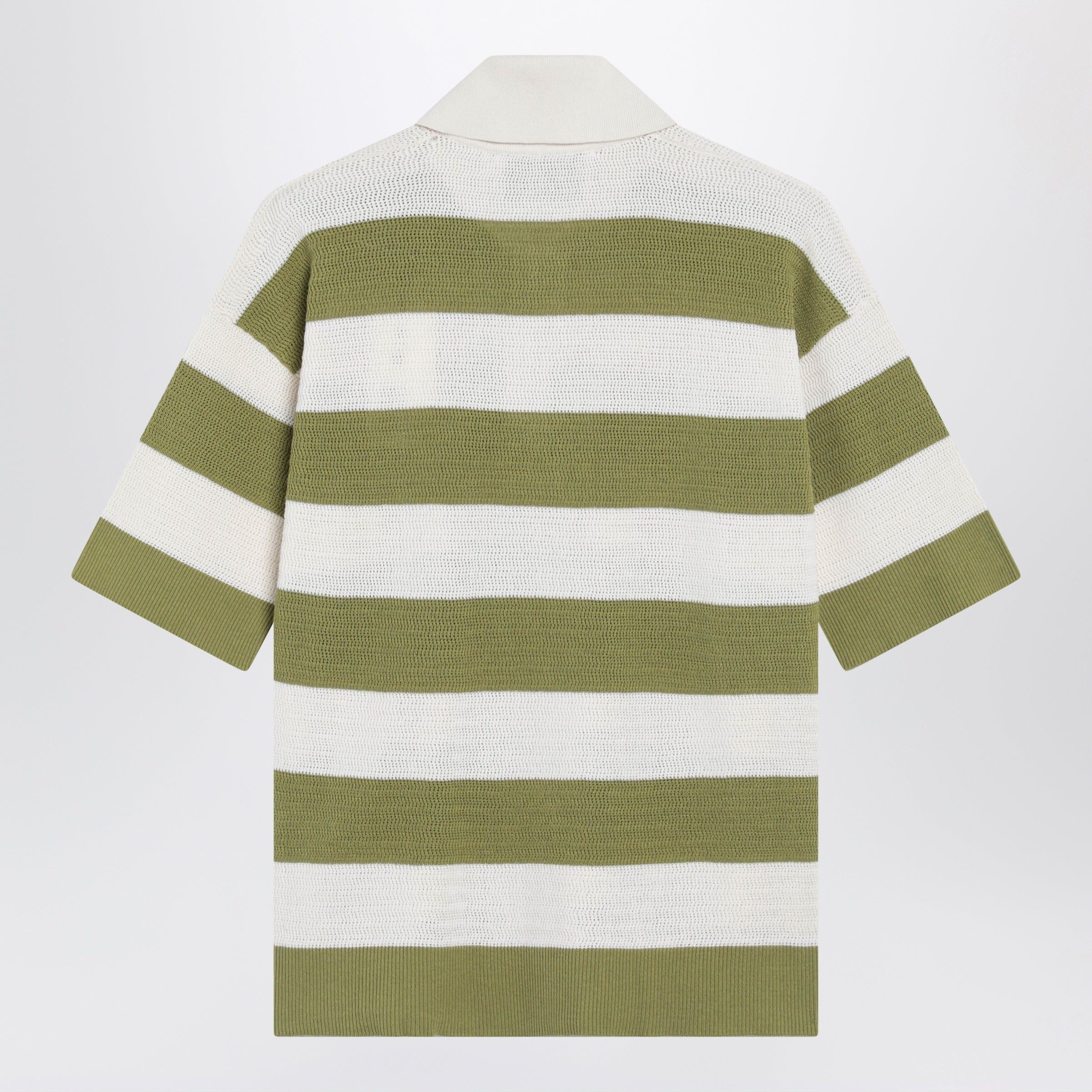 AMI Ami Paris Ami De Coeur Striped Cotton Knit Polo Shirt Size M / US 6-8 / IT 42-44 - 2 Thumbnail