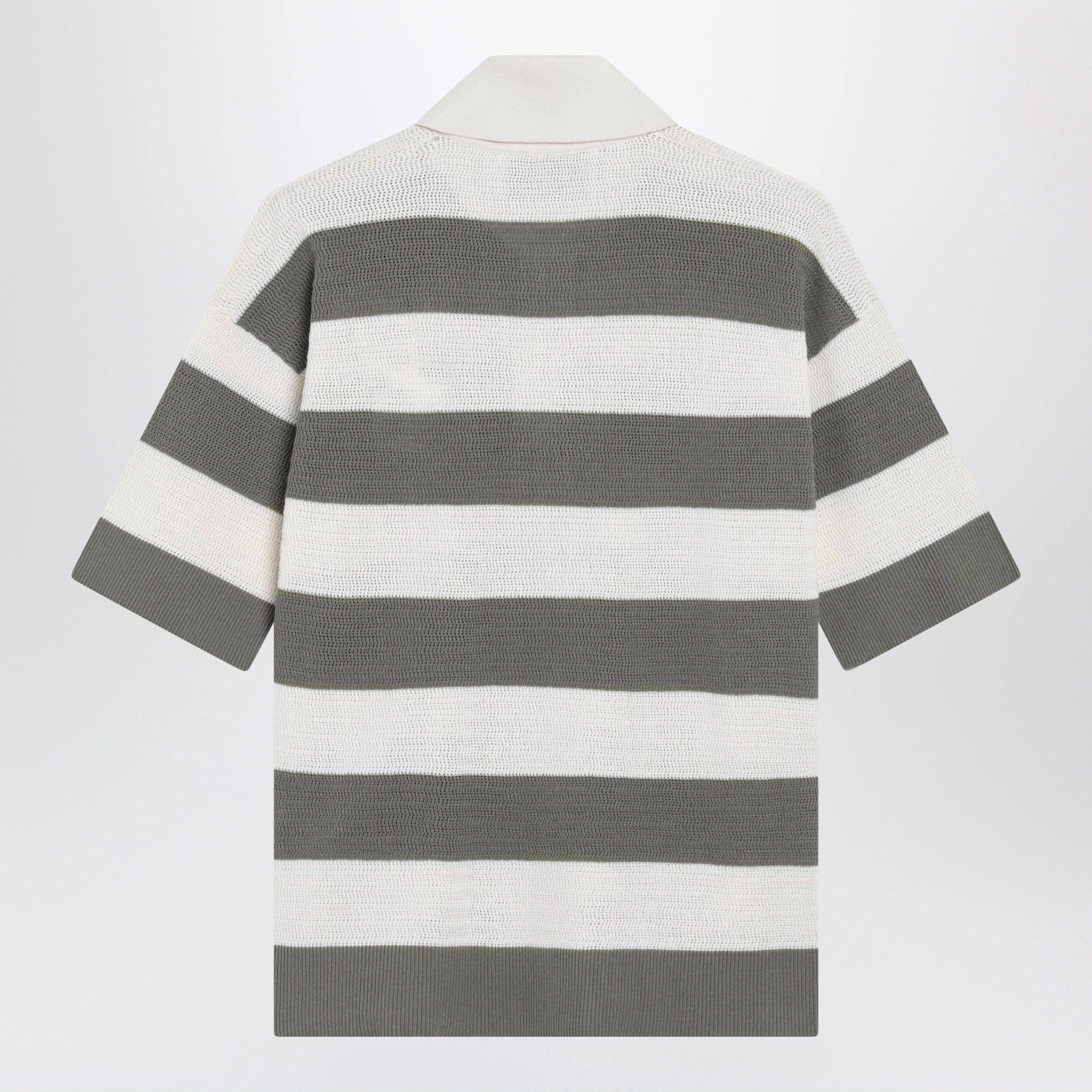 AMI Ami Paris Ami De Coeur Striped Cotton Knit Polo Shirt Size M / US 6-8 / IT 42-44 - 2 Thumbnail