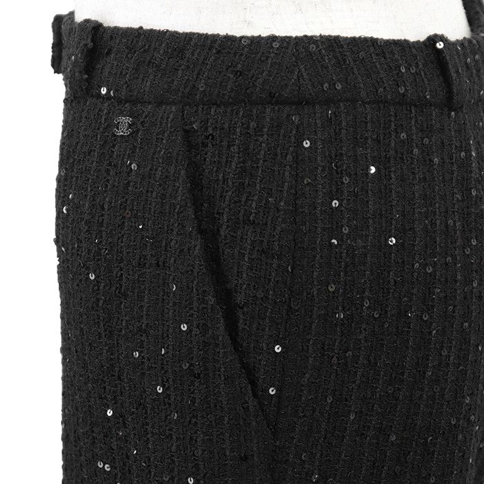Chanel Chanel Chanel Tweed Sequin Fringe Tapered Pants Textile Bottoms P22992 DUTY FREE for USA Size ONE SIZE - 5 Thumbnail