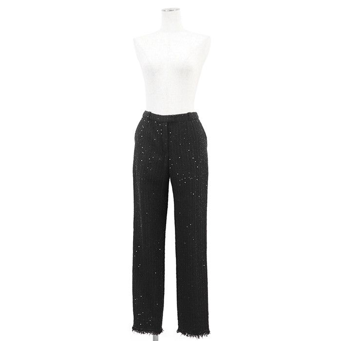 Chanel Chanel Chanel Tweed Sequin Fringe Tapered Pants Textile Bottoms P22992 DUTY FREE for USA Size ONE SIZE - 4 Thumbnail
