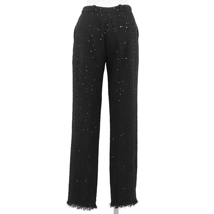 Chanel Chanel Chanel Tweed Sequin Fringe Tapered Pants Textile Bottoms P22992 DUTY FREE for USA Size ONE SIZE - 6 Thumbnail