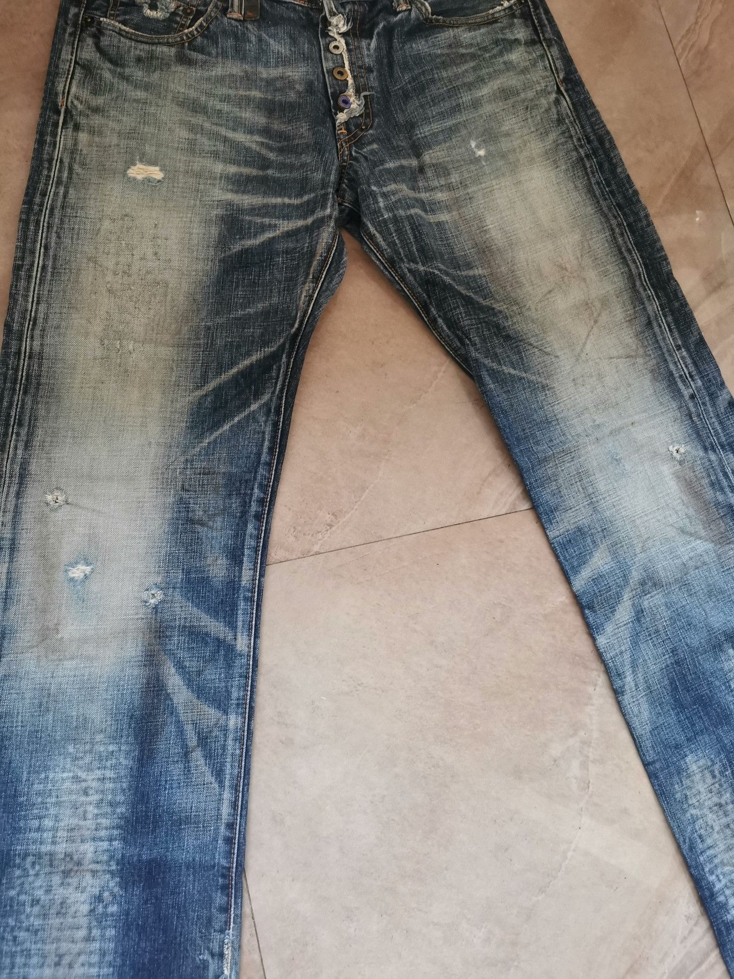 Other Acid-Washed Distressed Blue Denim Jeans Size US 34 / EU 50 - 3 Thumbnail
