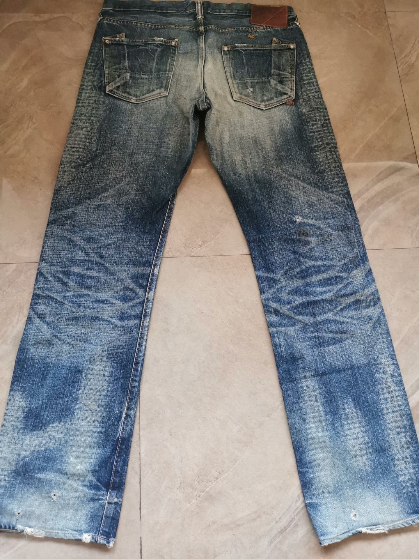 Other Acid-Washed Distressed Blue Denim Jeans Size US 34 / EU 50 - 2 Thumbnail