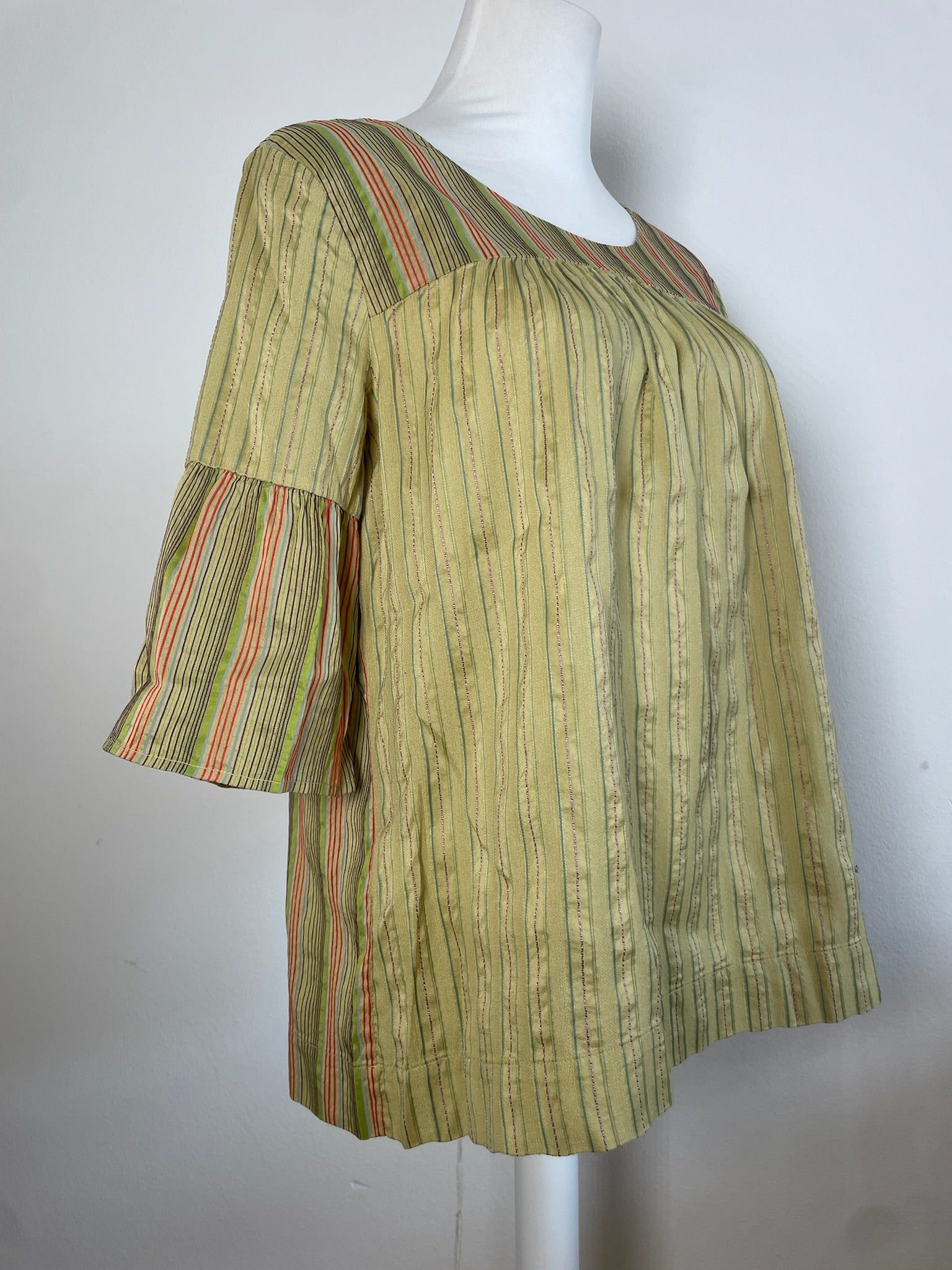 Other Vintage Etro Striped Silk Top Green Orange IT44 Size S / US 4 / IT 40 - 6 Thumbnail