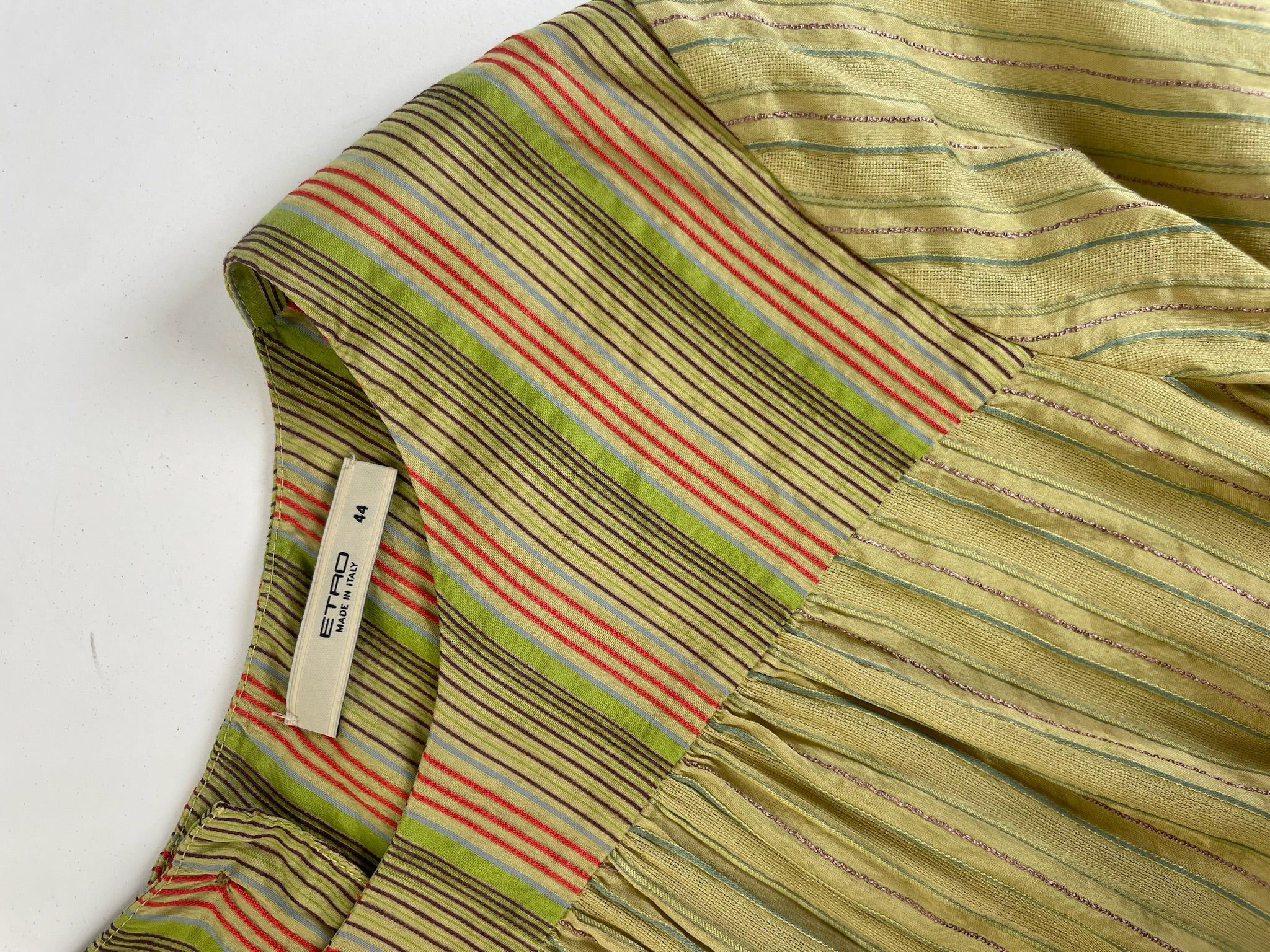 Other Vintage Etro Striped Silk Top Green Orange IT44 Size S / US 4 / IT 40 - 8 Thumbnail