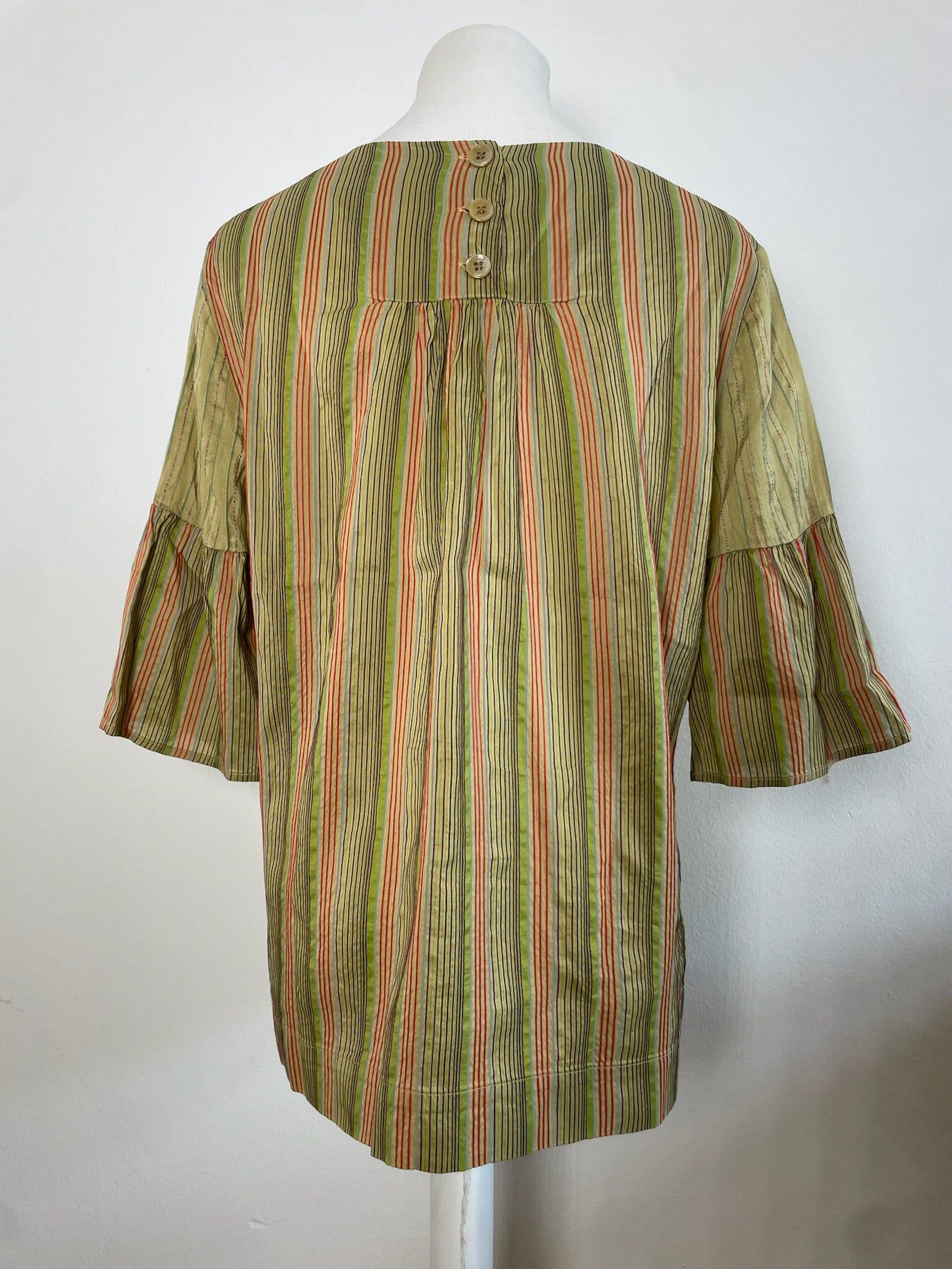 Other Vintage Etro Striped Silk Top Green Orange IT44 Size S / US 4 / IT 40 - 2 Thumbnail